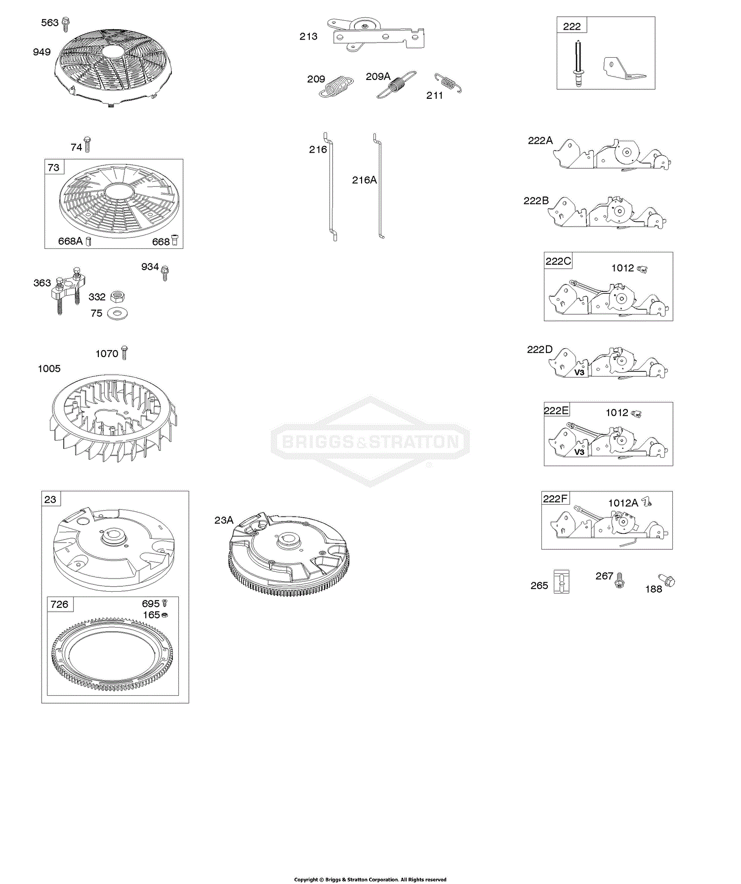 Briggs and Stratton 4077770167E1 Parts Diagram for Flywheel, Controls