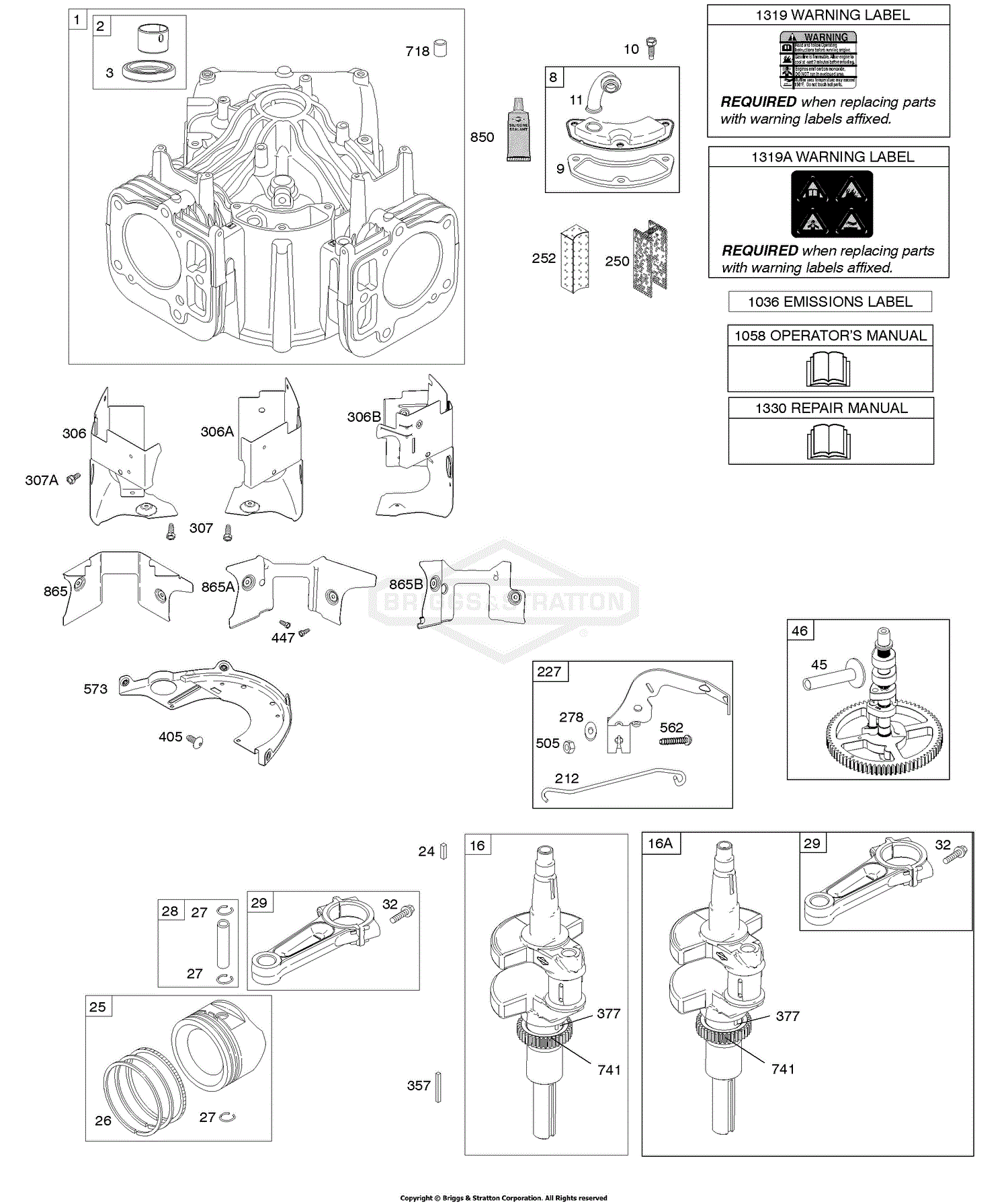 Briggs And Stratton 40h777 1575 G5 Parts Diagram For Cylinder Crankshaft Camshaft Air Guides 4885