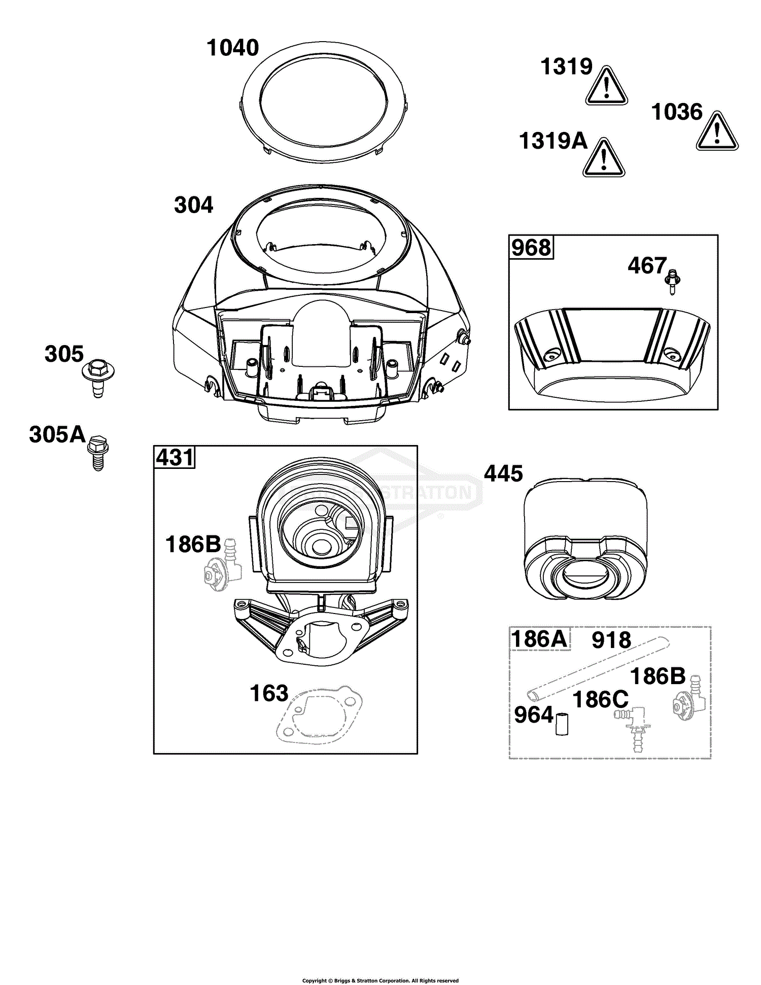 Briggs and Stratton 40N877-0056-G1 Parts Diagram for Blower Housing and ...