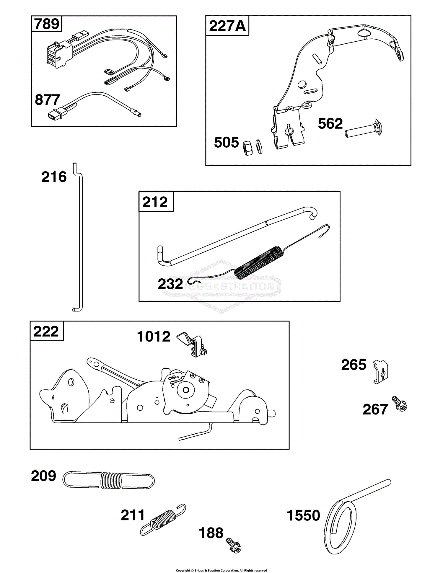 Briggs and Stratton 40N877-0059-G1 Parts Diagram for Controls Group