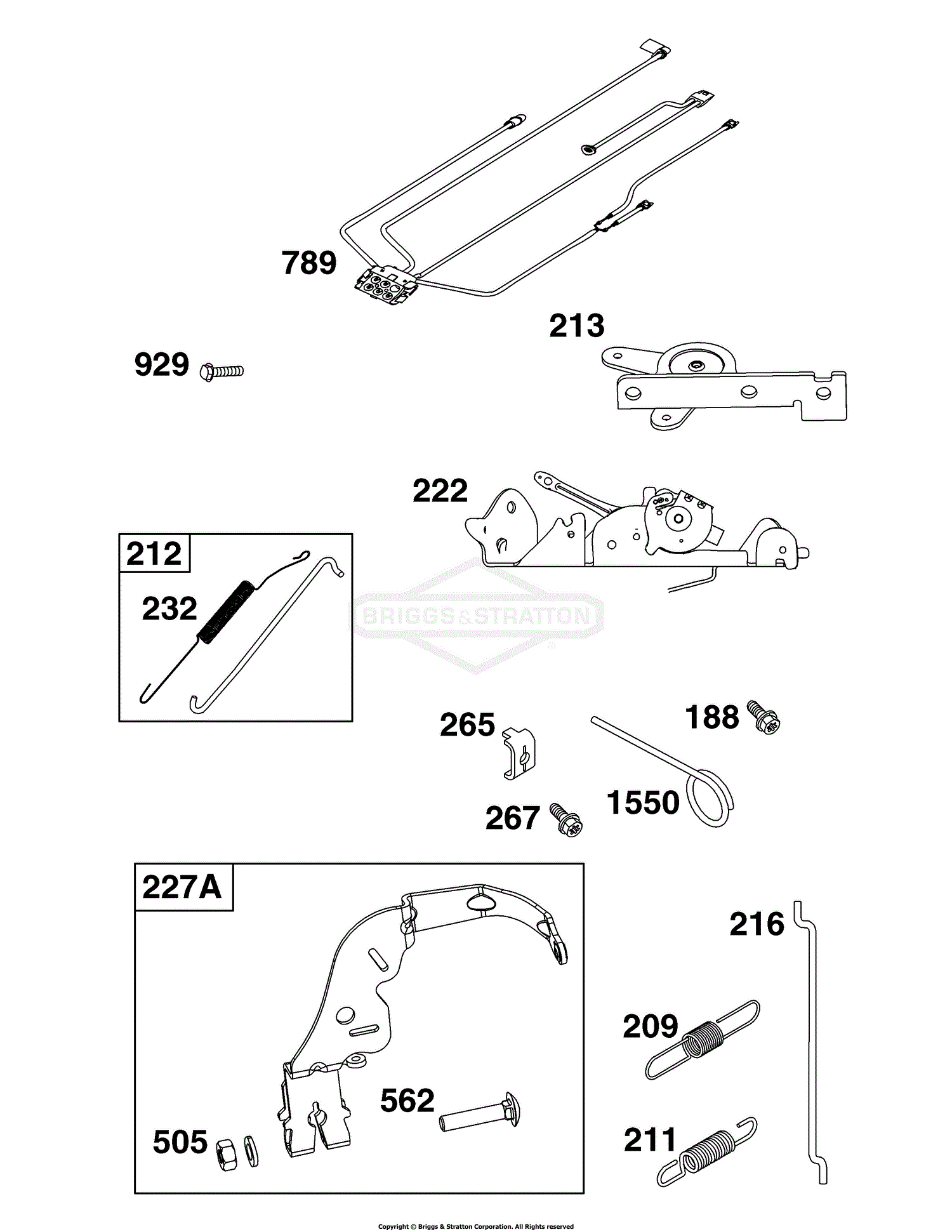 Briggs and Stratton 40N877-0062-G1 Parts Diagram for Controls Group