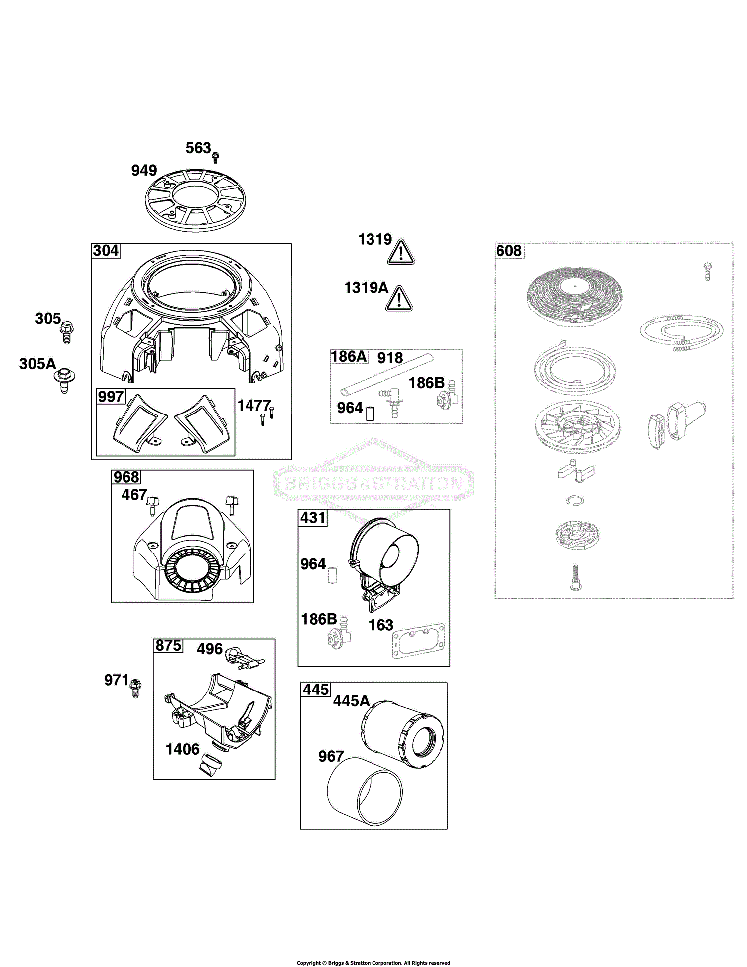 Briggs And Stratton 40t877-0006-g1 Parts Diagram For Blower Housing And 