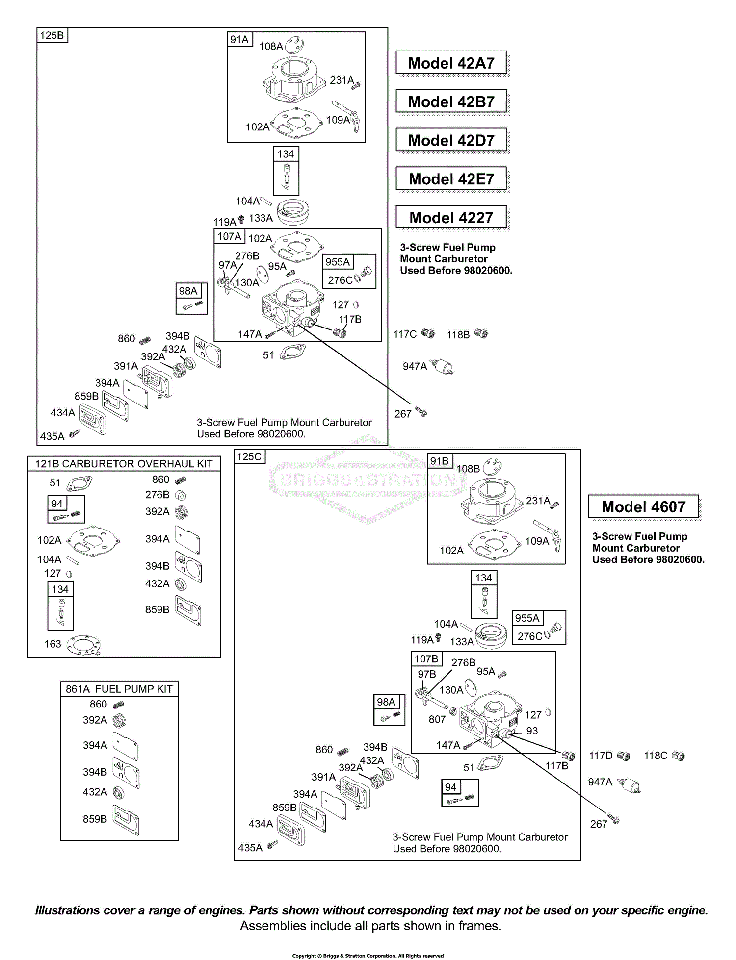 Briggs and Stratton 42A707-1624-01 Parts Diagram for Carburetor