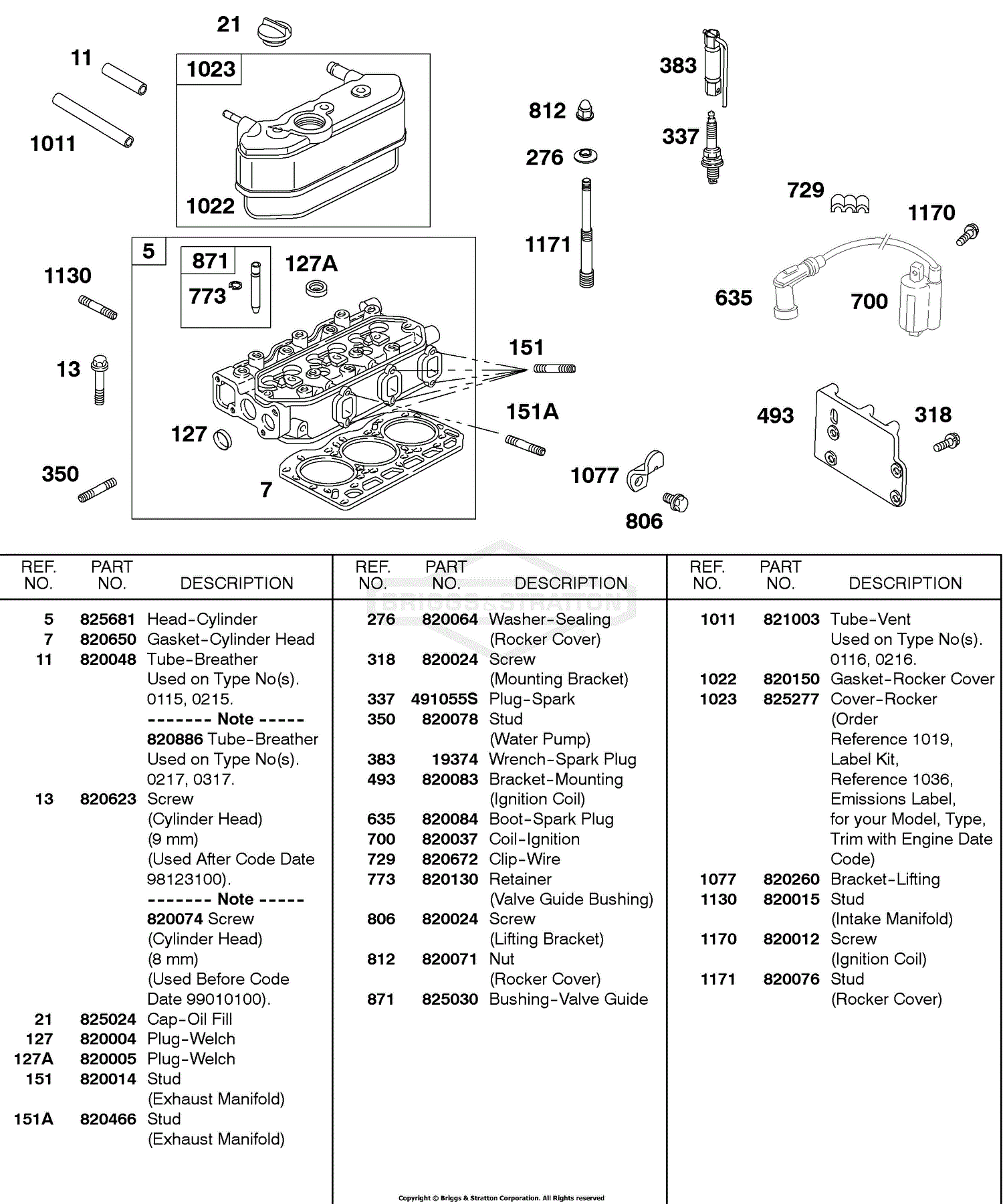 Briggs And Stratton 433447 0215 E2 Parts Diagram For Ignition Rocker Cover Cylinder Head 9648