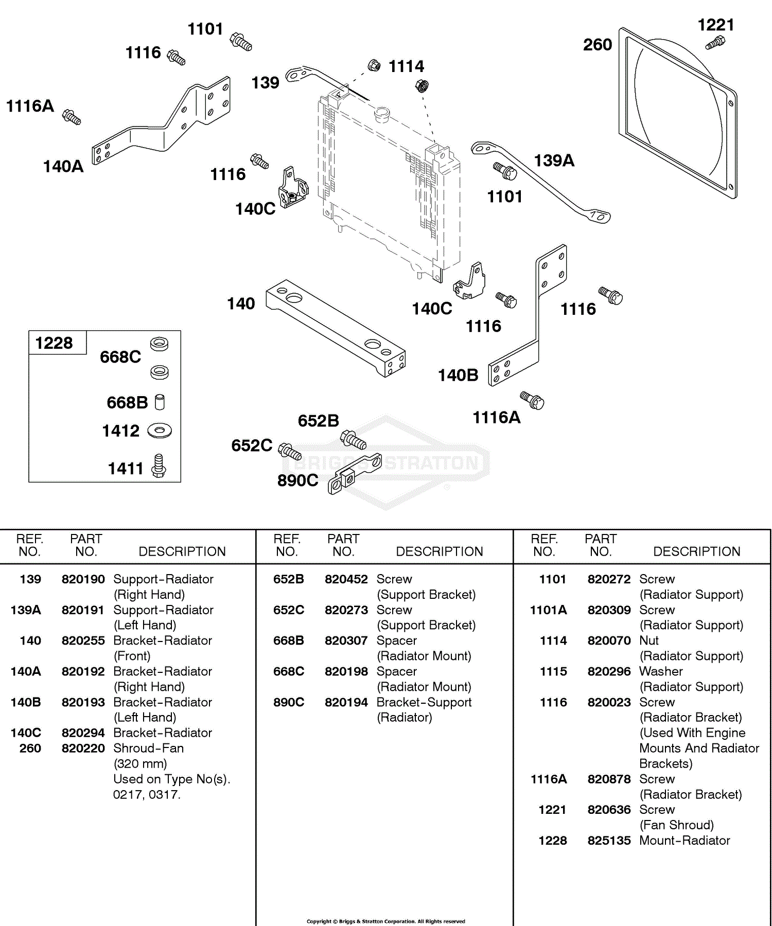 Briggs And Stratton 433447 0215 E2 Parts Diagram For Radiator Mounting And Supports 2552