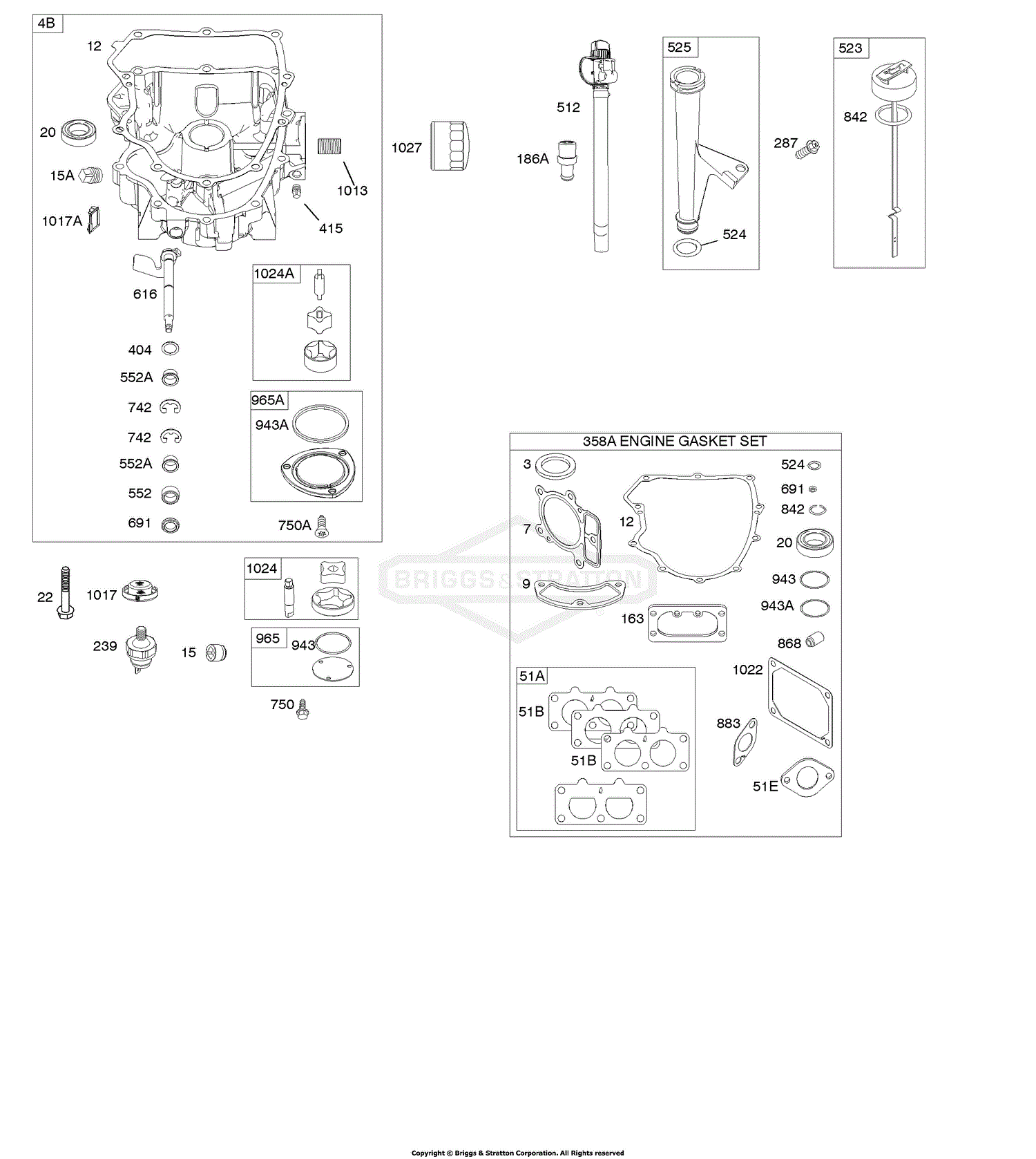 Briggs and Stratton 445877-0760-E1 Parts Diagram for Engine Sump