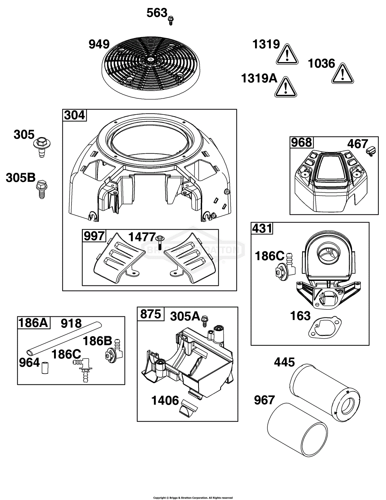 Briggs and Stratton 44J677-0003-G1 Parts Diagram for Blower Housing and ...