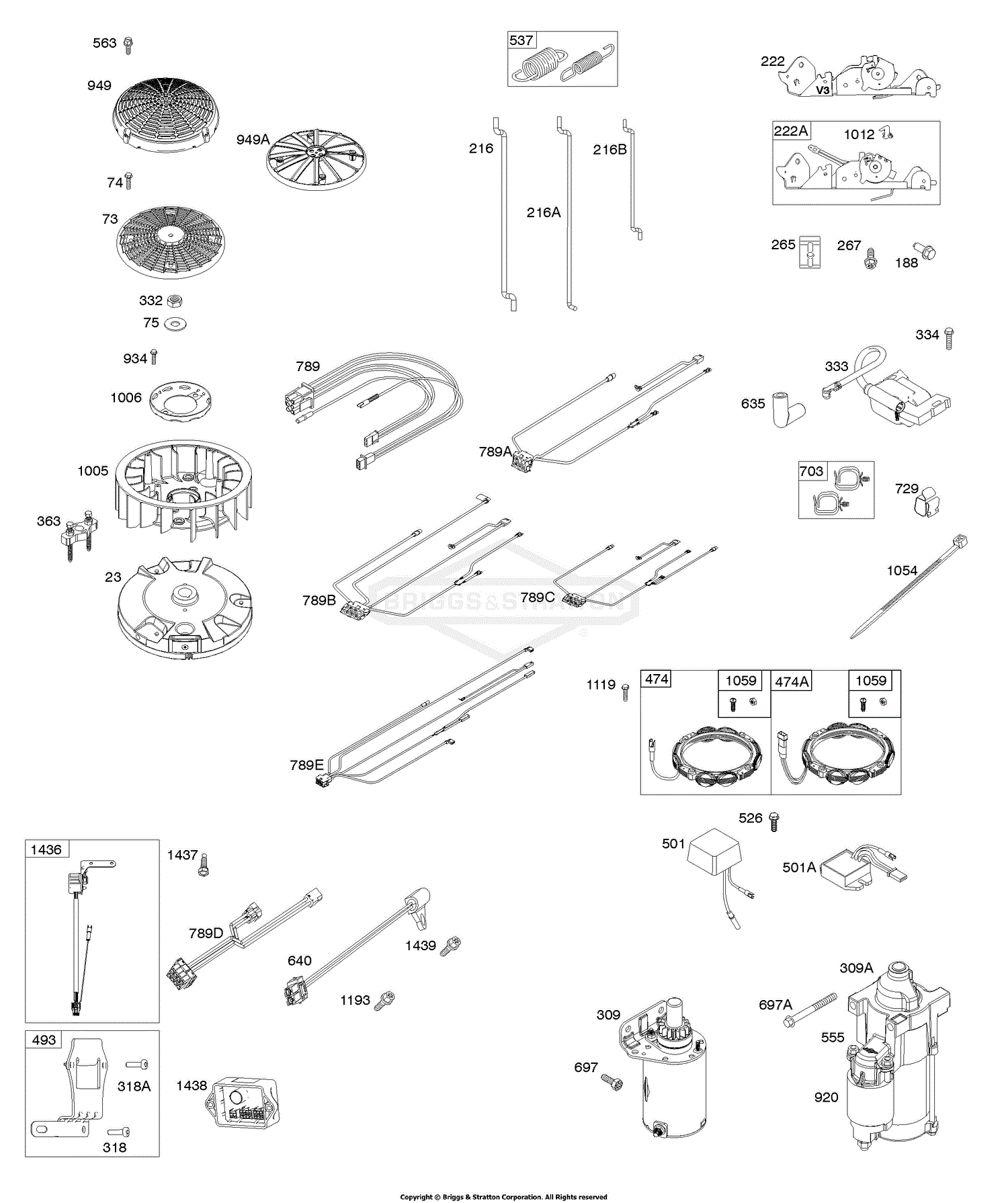 Briggs And Stratton 44t977 0009 G1 Parts Diagram For Flywheel Controls Wire Harness 5786