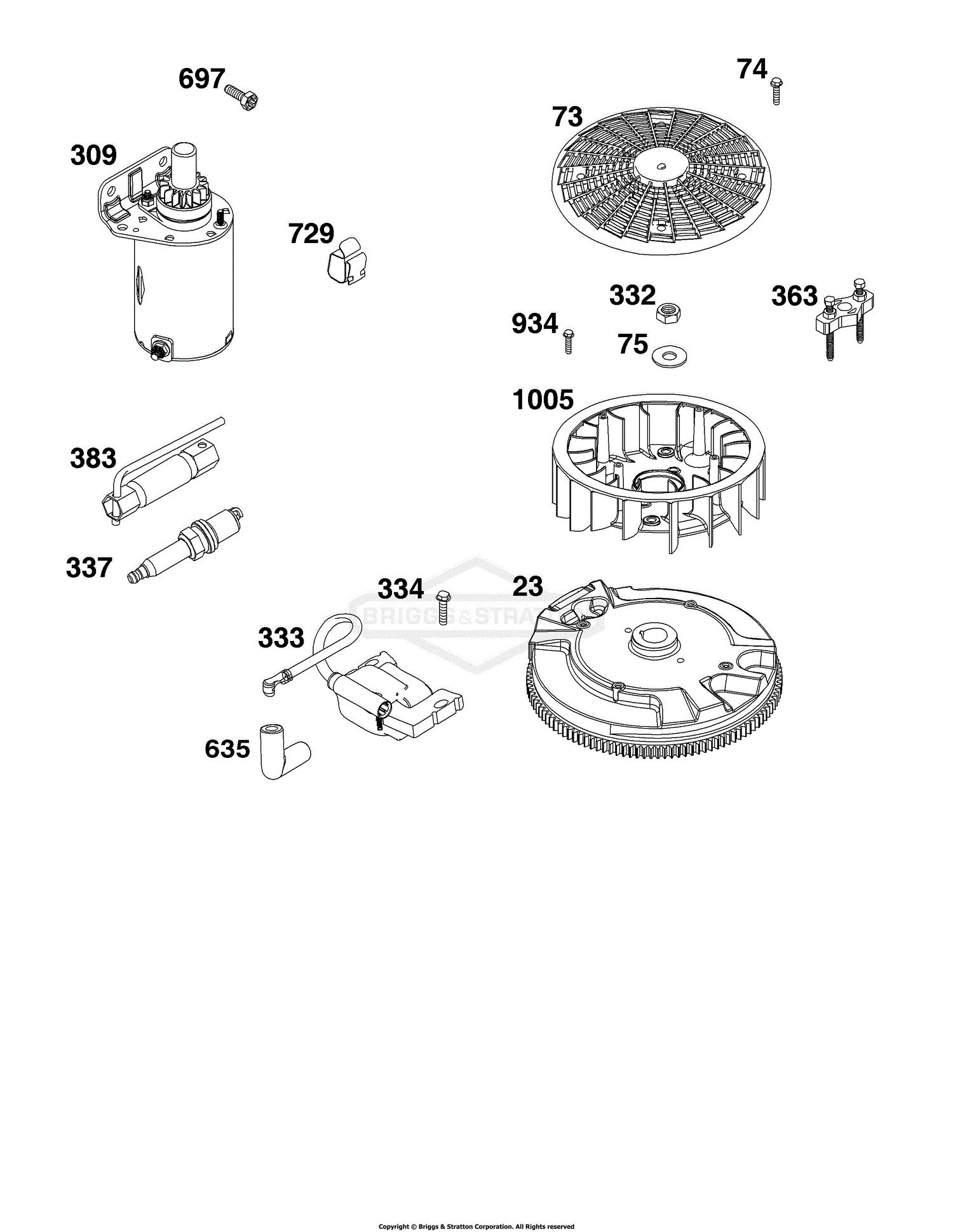 Briggs and Stratton 44U877-0023-B1 Parts Diagram for Flywheel, Ignition ...