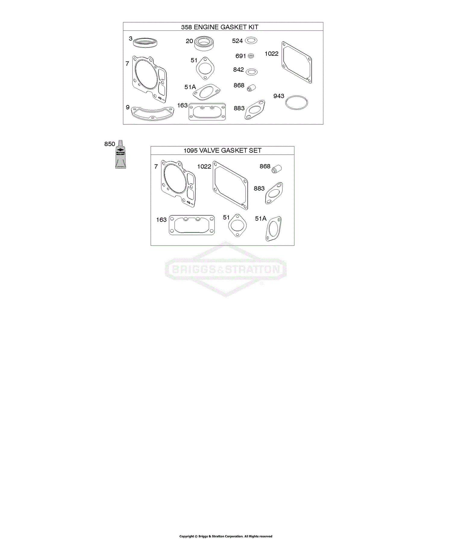 Briggs And Stratton 49e877 0001 G1 Parts Diagram For Engine Gasket Kit