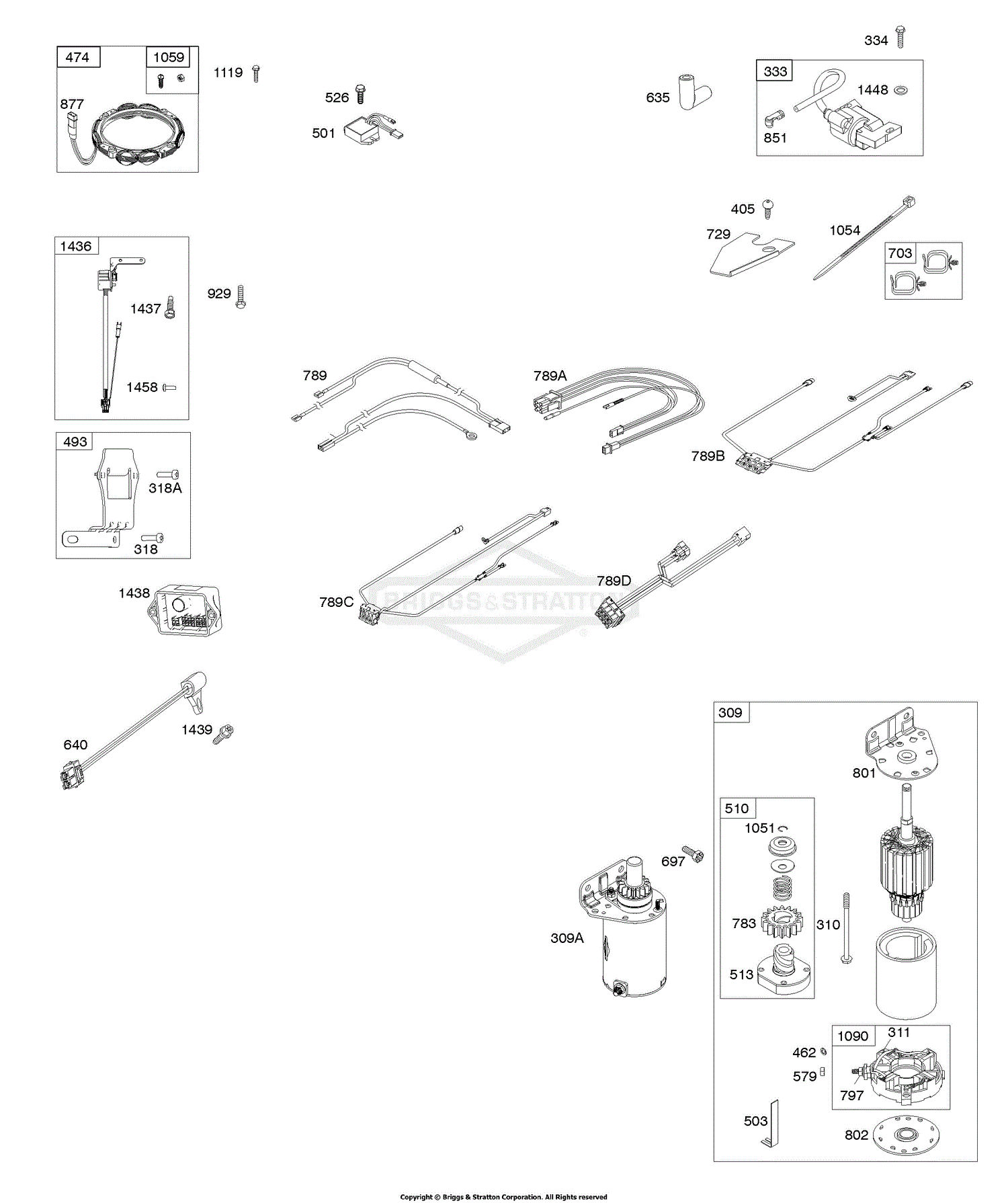 Briggs and Stratton 49M877-1046-G5 Parts Diagram for Alternator, Wire ...
