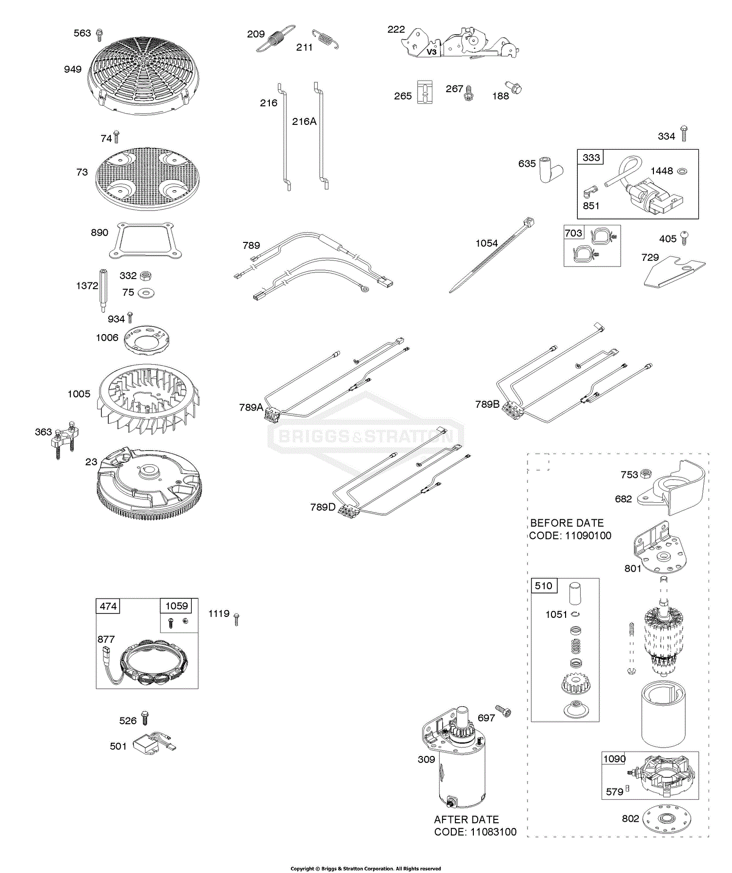 Briggs and Stratton 49M977-1036-G5 Parts Diagram for Flywheel, Controls