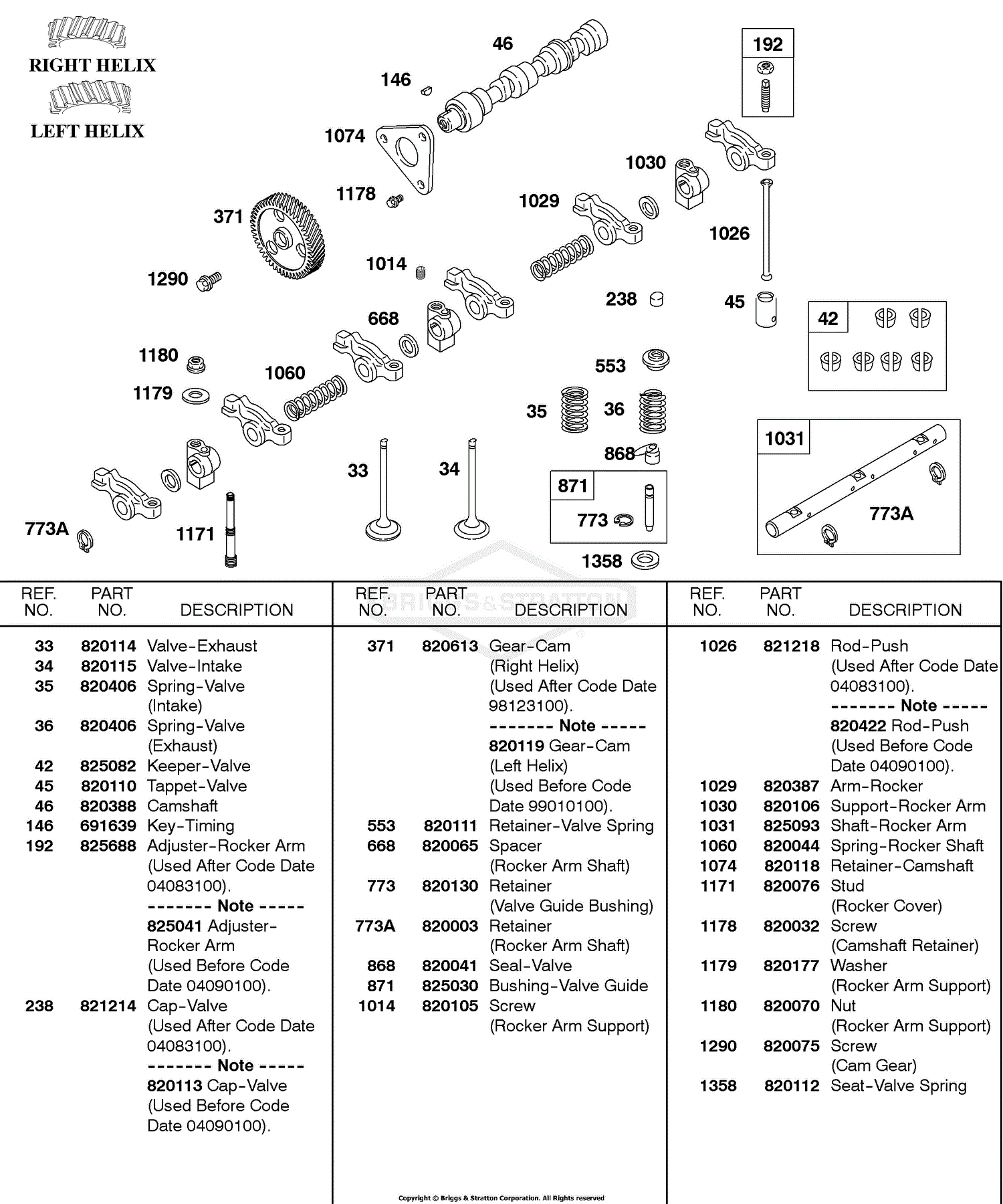 Briggs and Stratton 580447-0112-A1 Parts Diagram for Camshaft, Rocker ...