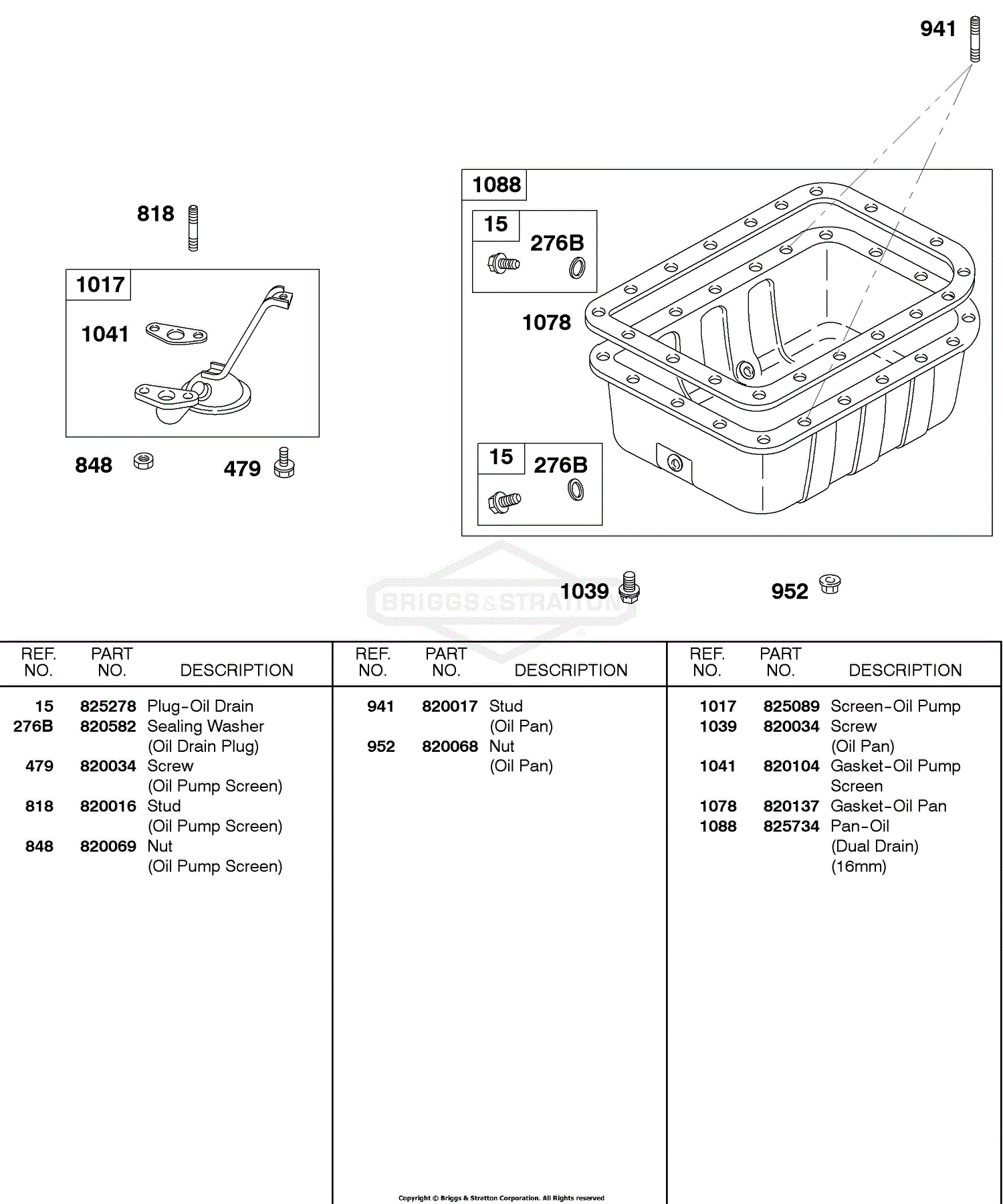 Briggs And Stratton 587447 0305 E2 Parts Diagram For Oil Pan Oil Pump Screen 1949