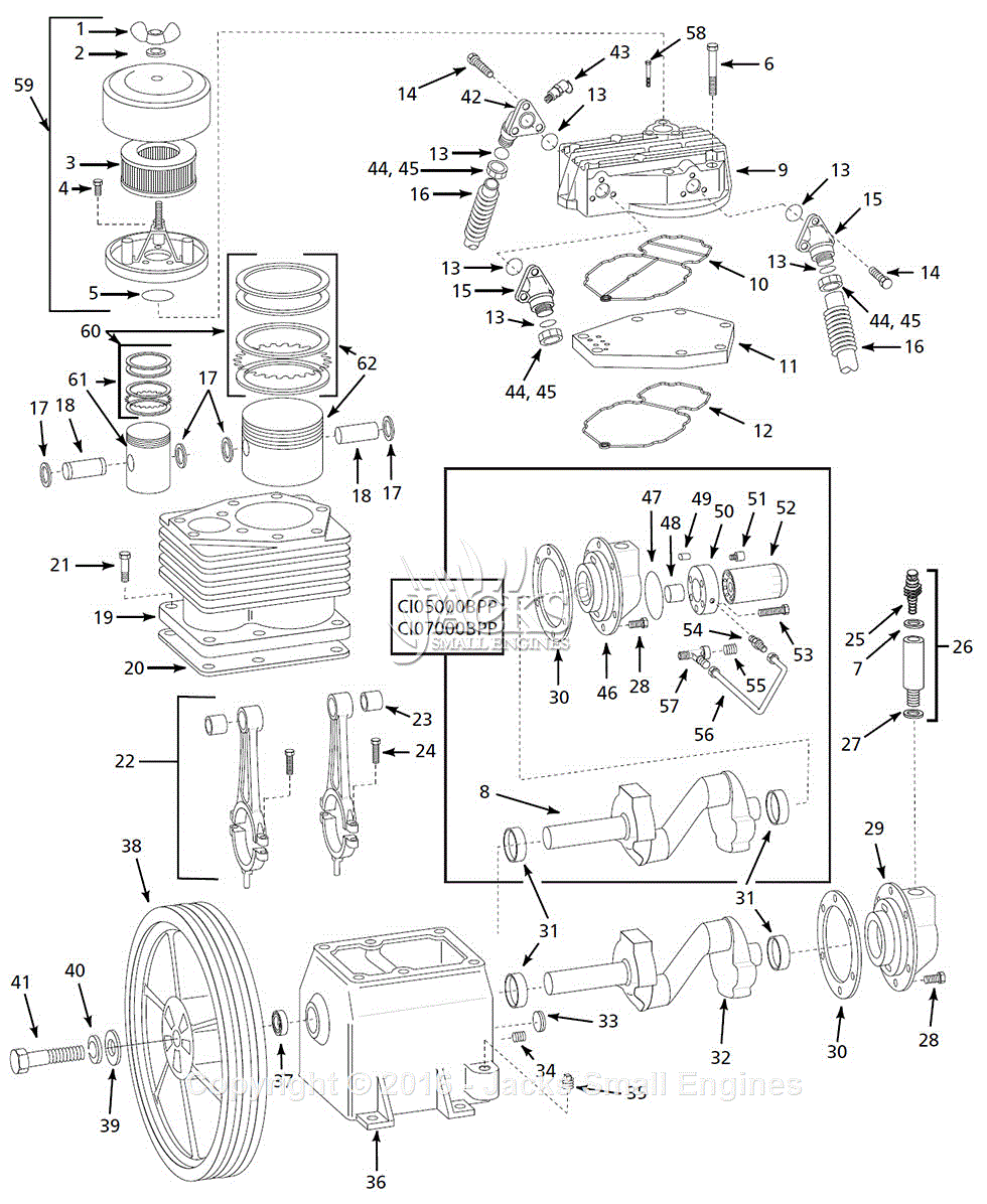 Campbell Hausfeld CI07000BPP Parts Diagram for Pump Parts