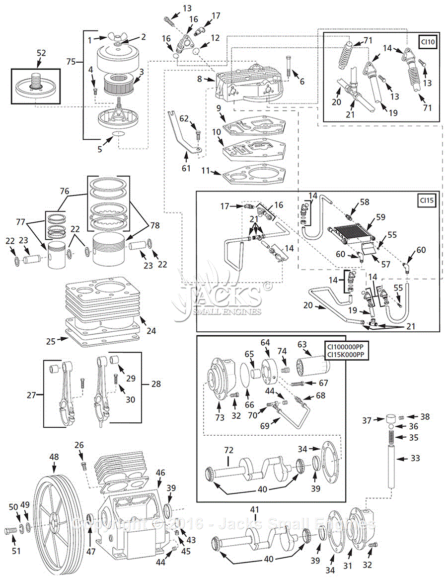 Campbell Hausfeld CI100000PC Parts Diagram for Pump Parts