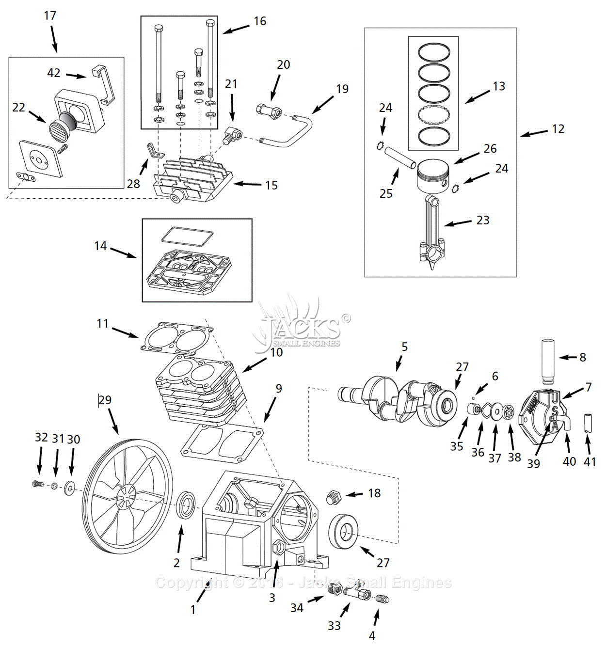 Campbell Hausfeld CIQ71080VP Parts Diagram for Pump Parts