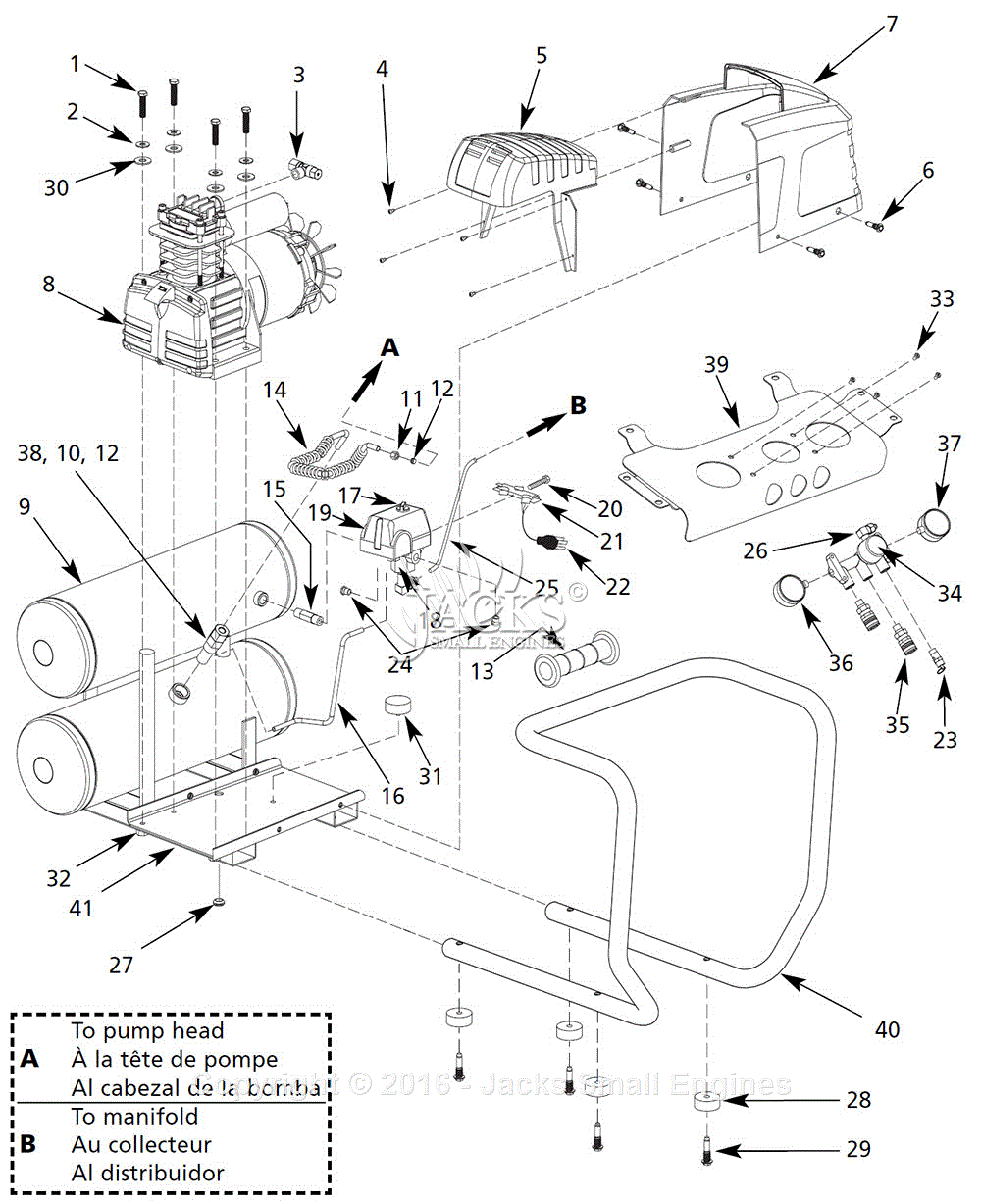 Campbell Hausfeld EX8016 Parts Diagram for Air-Compressor Parts