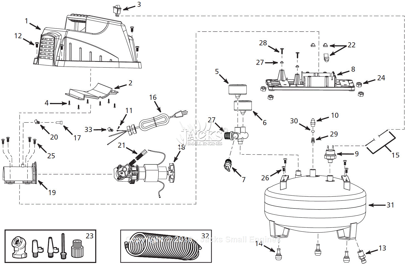 Campbell Hausfeld FP202800 Parts Diagram for Air-Compressor Parts (2009)