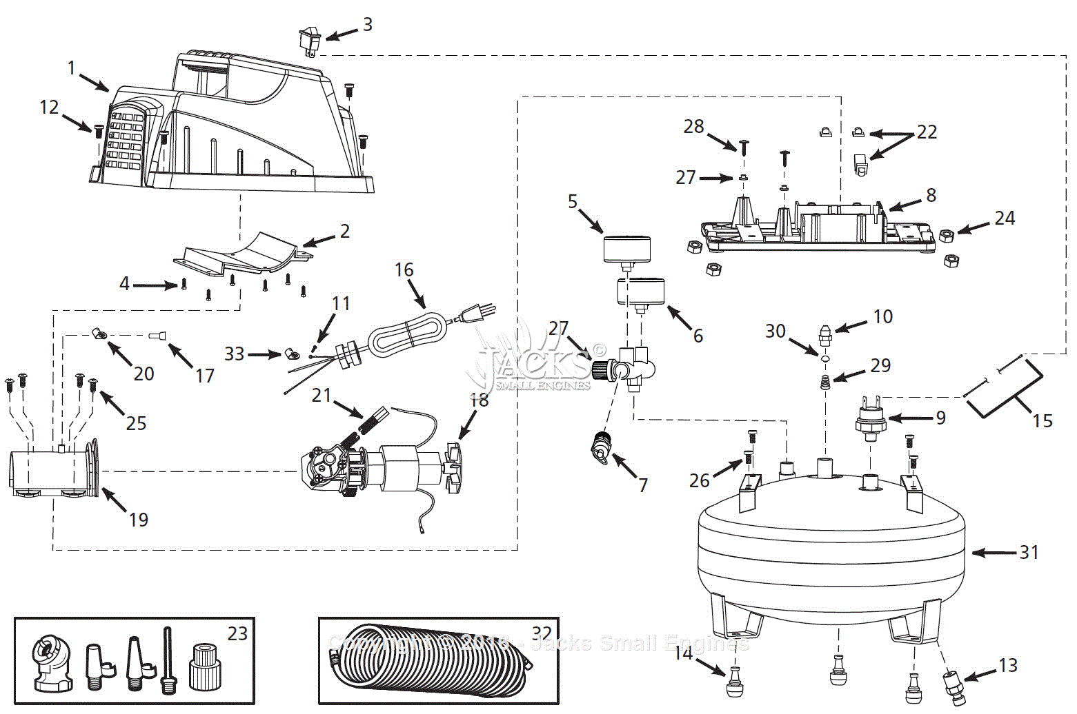 Campbell Hausfeld FP202801 Parts Diagram for Air-Compressor Parts Emerson Motor Wiring Diagram Jacks Small Engines