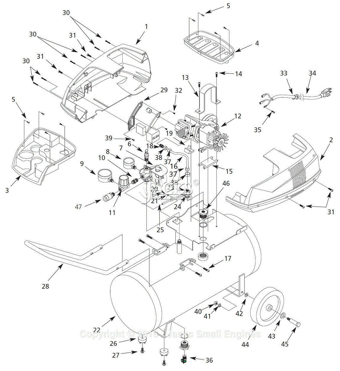 Campbell Hausfeld FP2206 Parts Diagram for Air-Compressor Parts