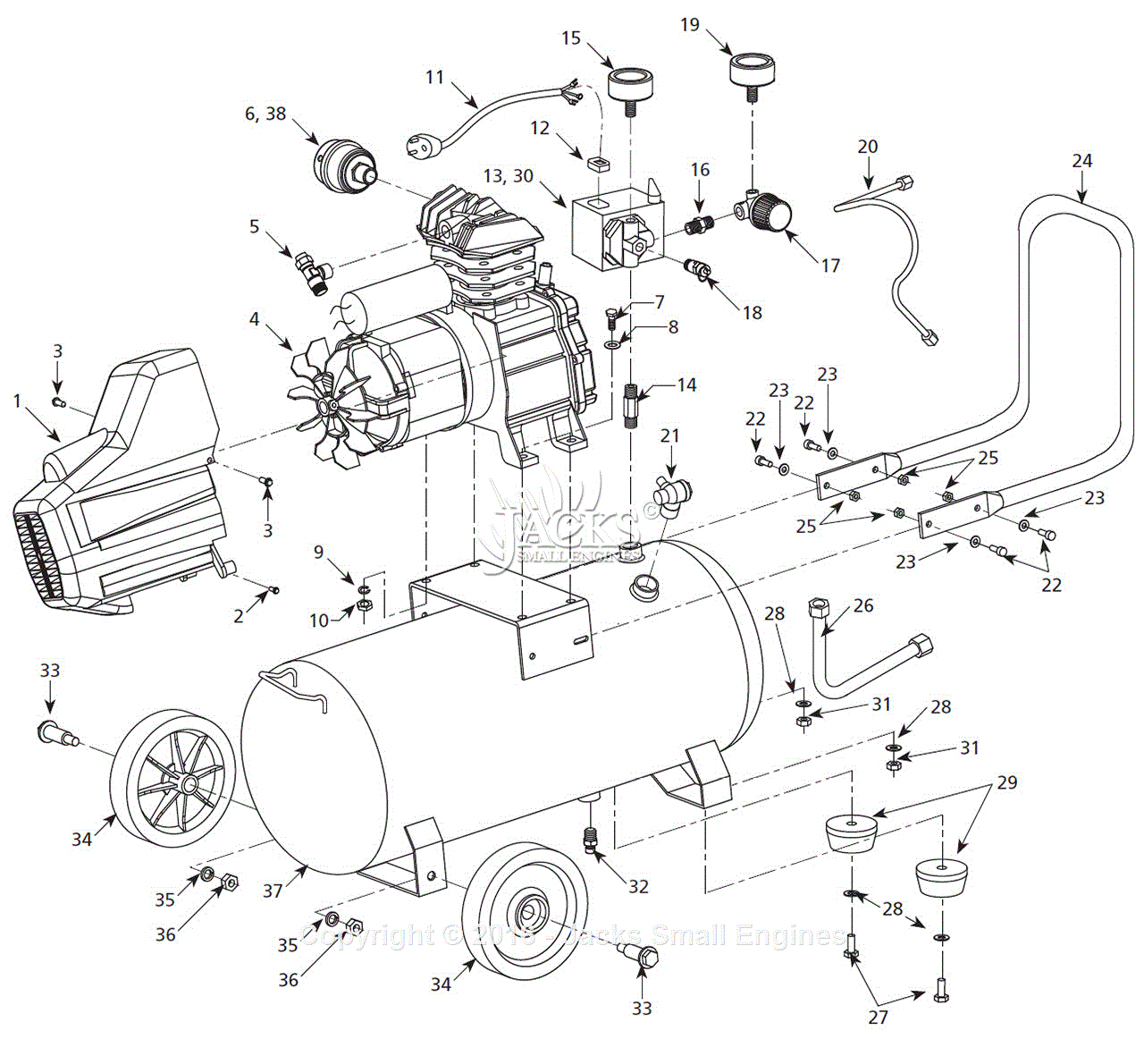Campbell Hausfeld HX5100 Parts Diagram for Air-Compressor Parts