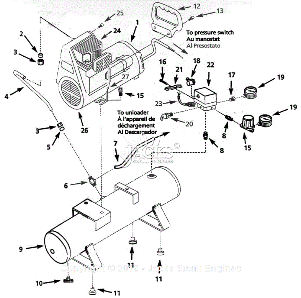 Campbell Hausfeld WL503001 Parts Diagram for Air-Compressor Parts