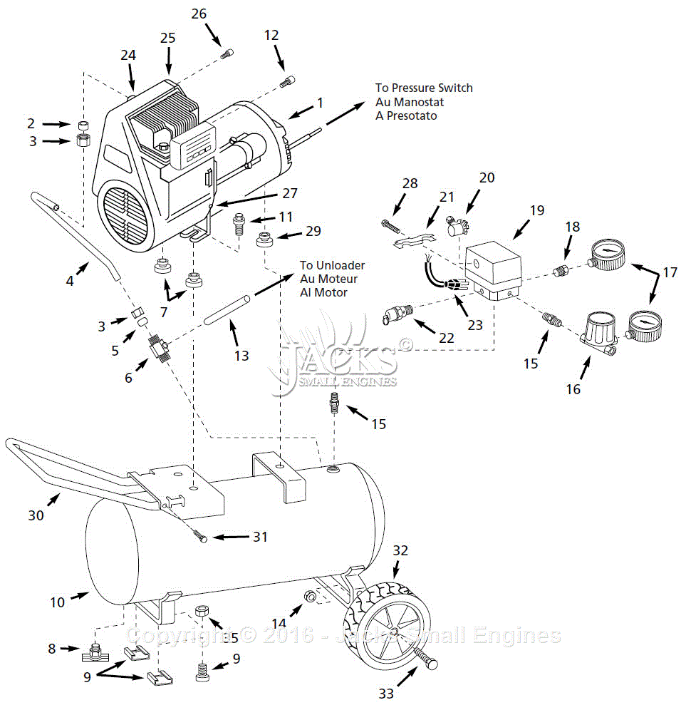 Campbell Hausfeld WL503600 Parts Diagram for Air-Compressor Parts