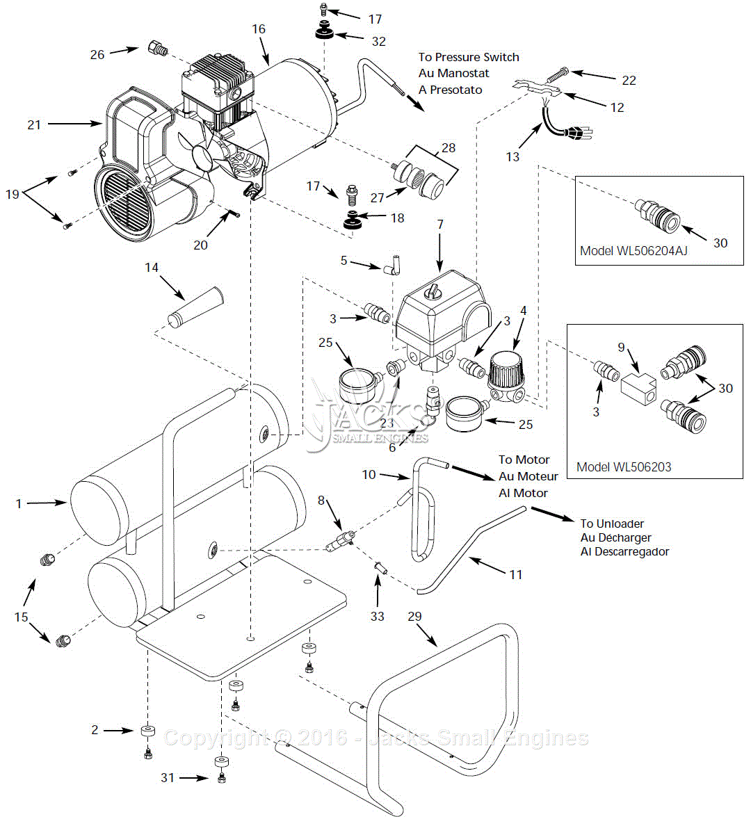 Campbell Hausfeld WL506203 Parts Diagram for Air-Compressor Parts