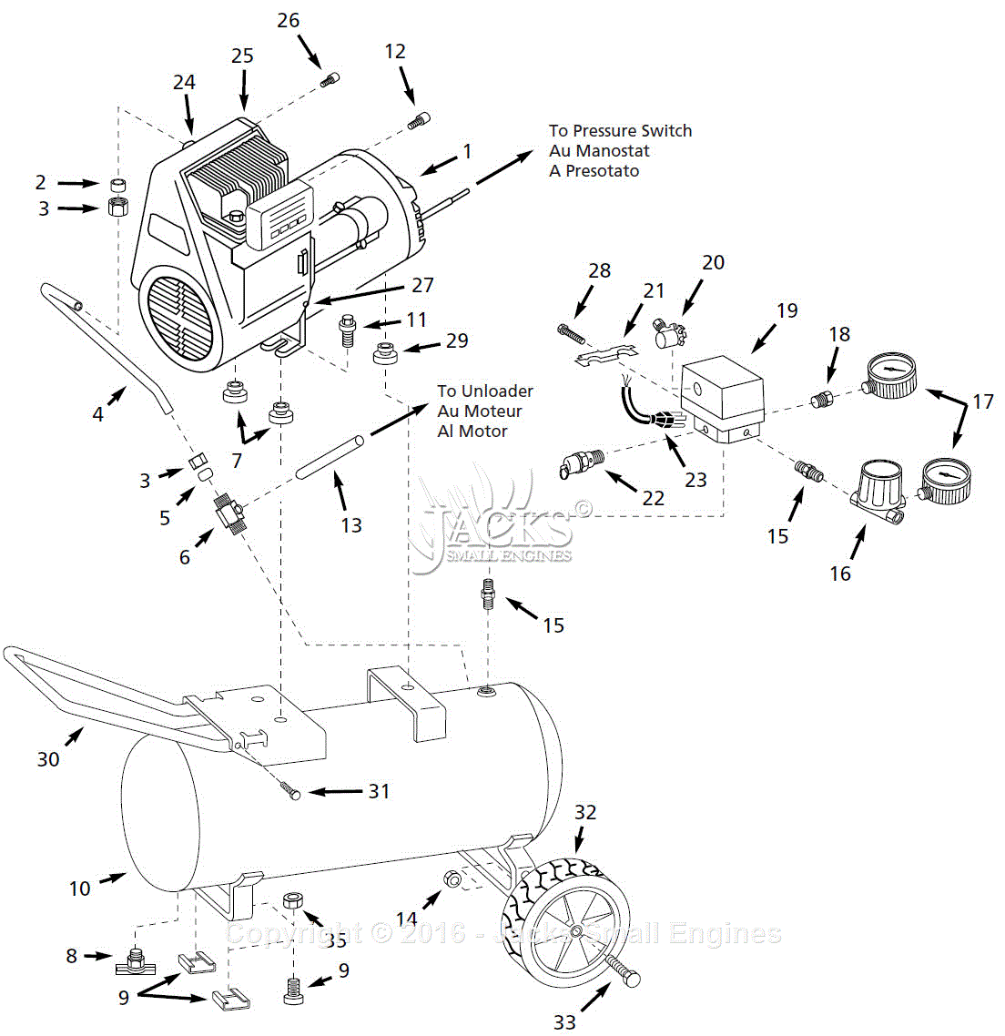 Campbell Hausfeld WL600707 Parts Diagram for Air-Compressor Parts