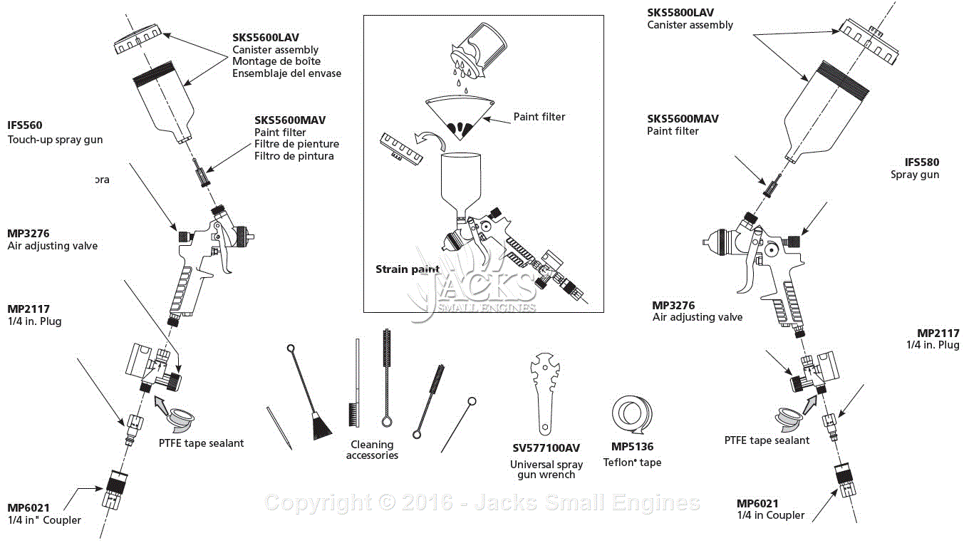 Campbell Hausfeld CHK005 Parts Diagram for Spray-Gun Kit