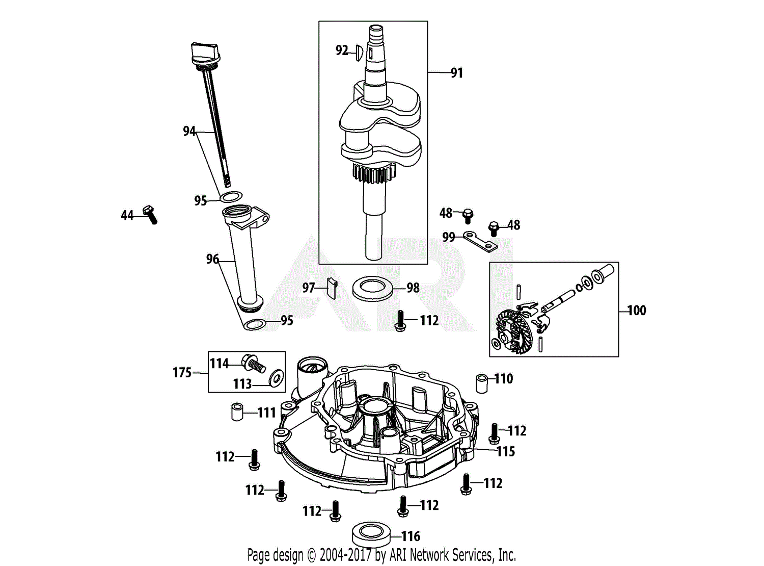 MTD 12AVC62J719 (2015) Parts Diagram for 5X65RU Crankshaft & Crankcase