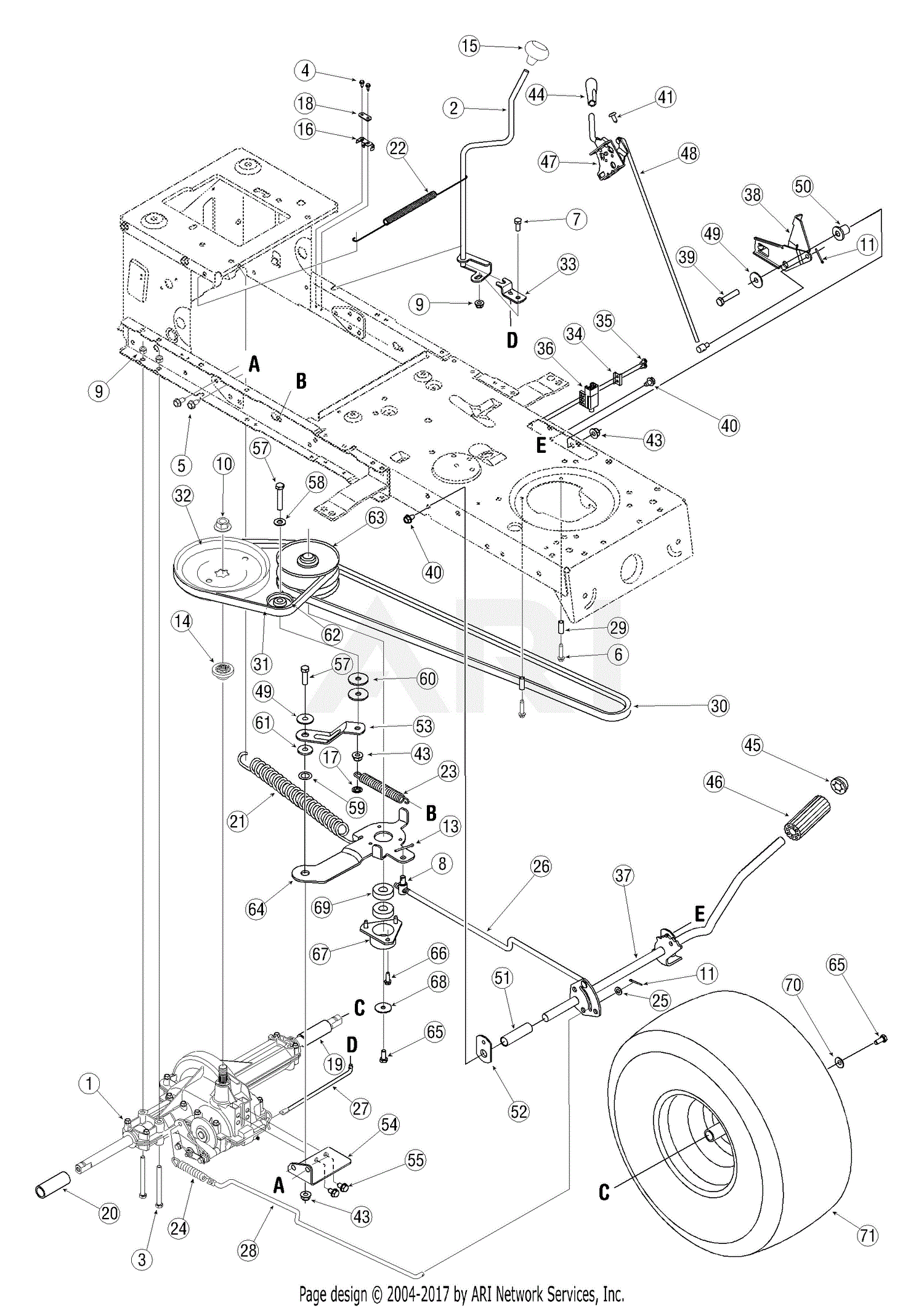 MTD 13AH762F752 (2005) Parts Diagram for Drive