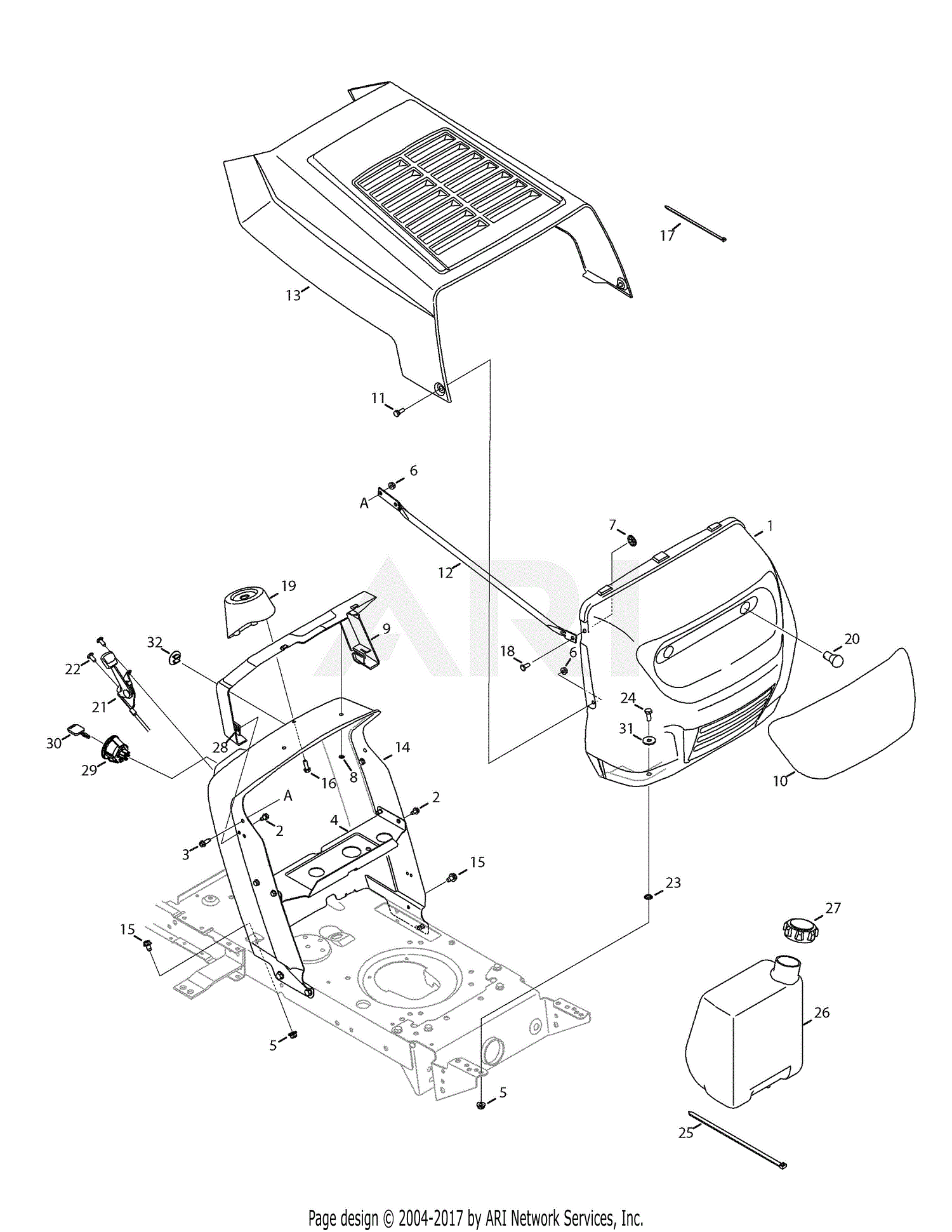 MTD 13AN772G029 (2008) Parts Diagram for Hood & Control Assembly 762 & 772