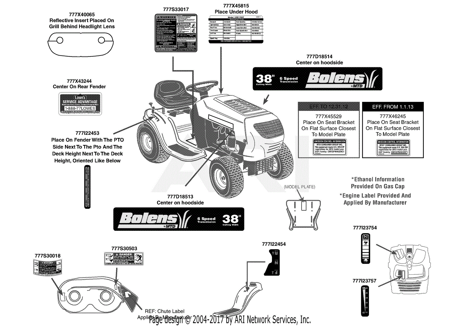 MTD 13W1762F065 (2013) Parts Diagram for Label Map