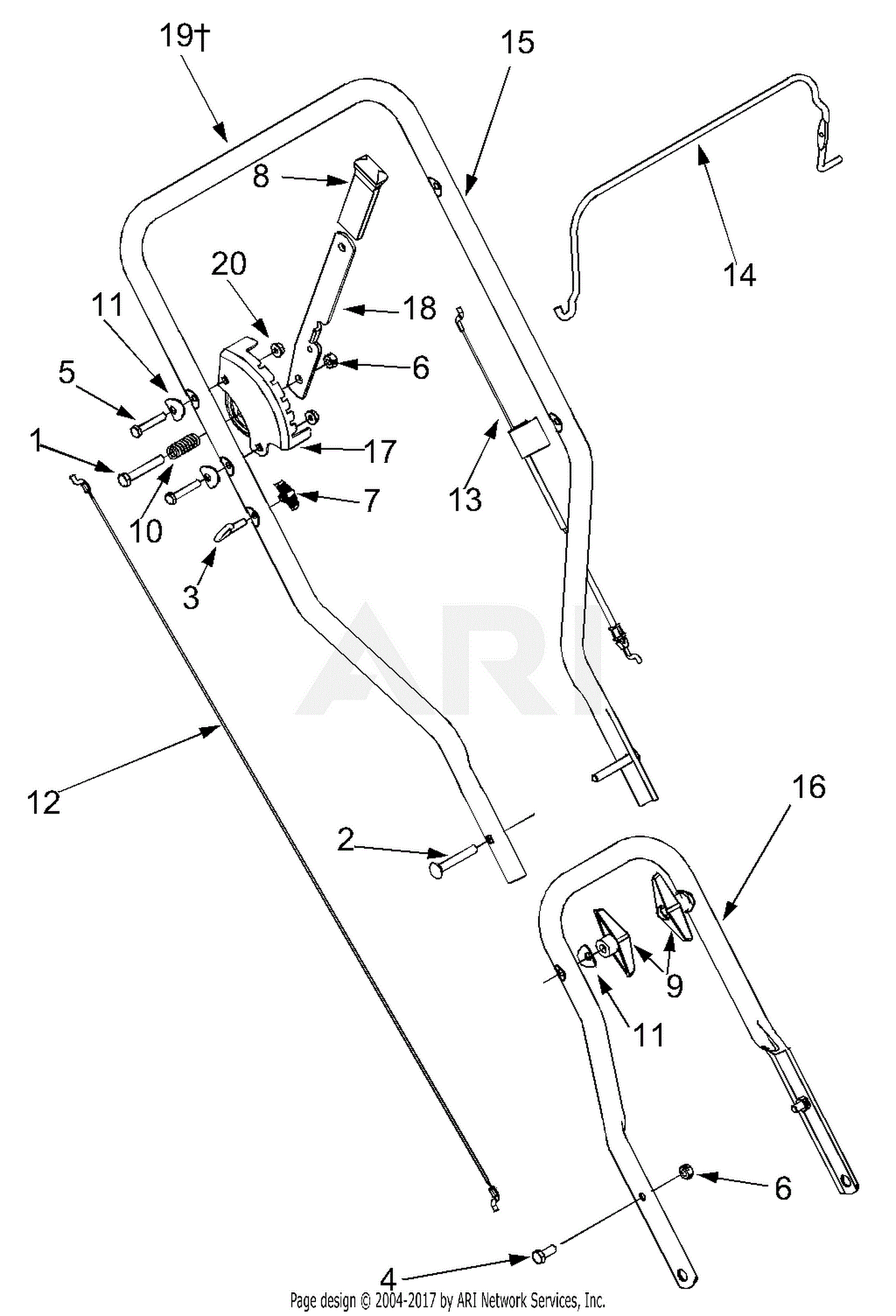 MTD 25A-550A129 (2003) Parts Diagram for Handle hex bolt diagram 