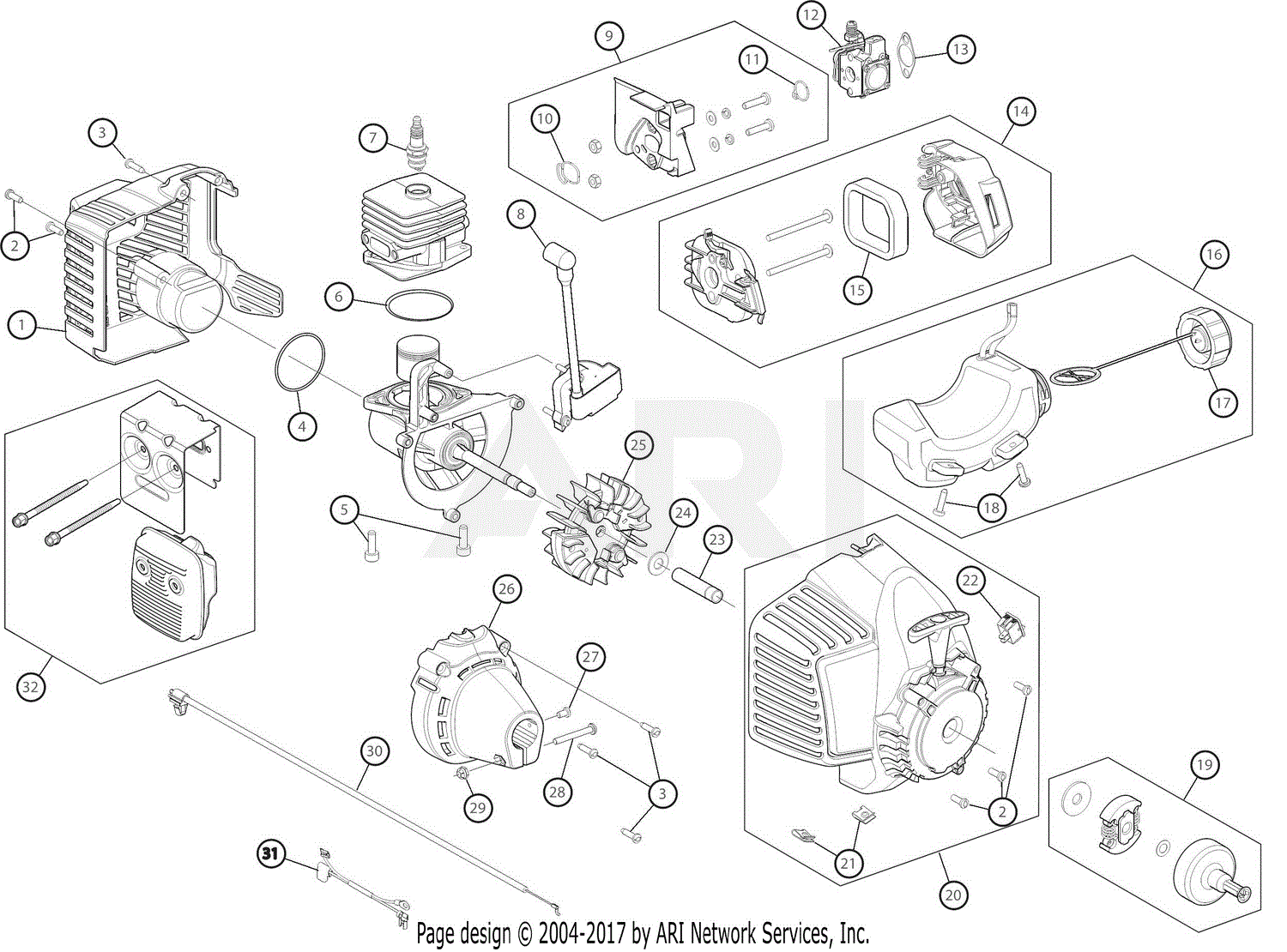 MTD BL110 41CD120G965 Parts Diagram for Engine Assembly