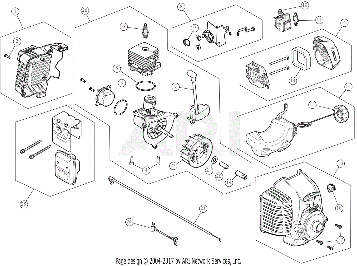 Mtd Bl160 41ad180g965 Parts Diagram For Engine Assembly