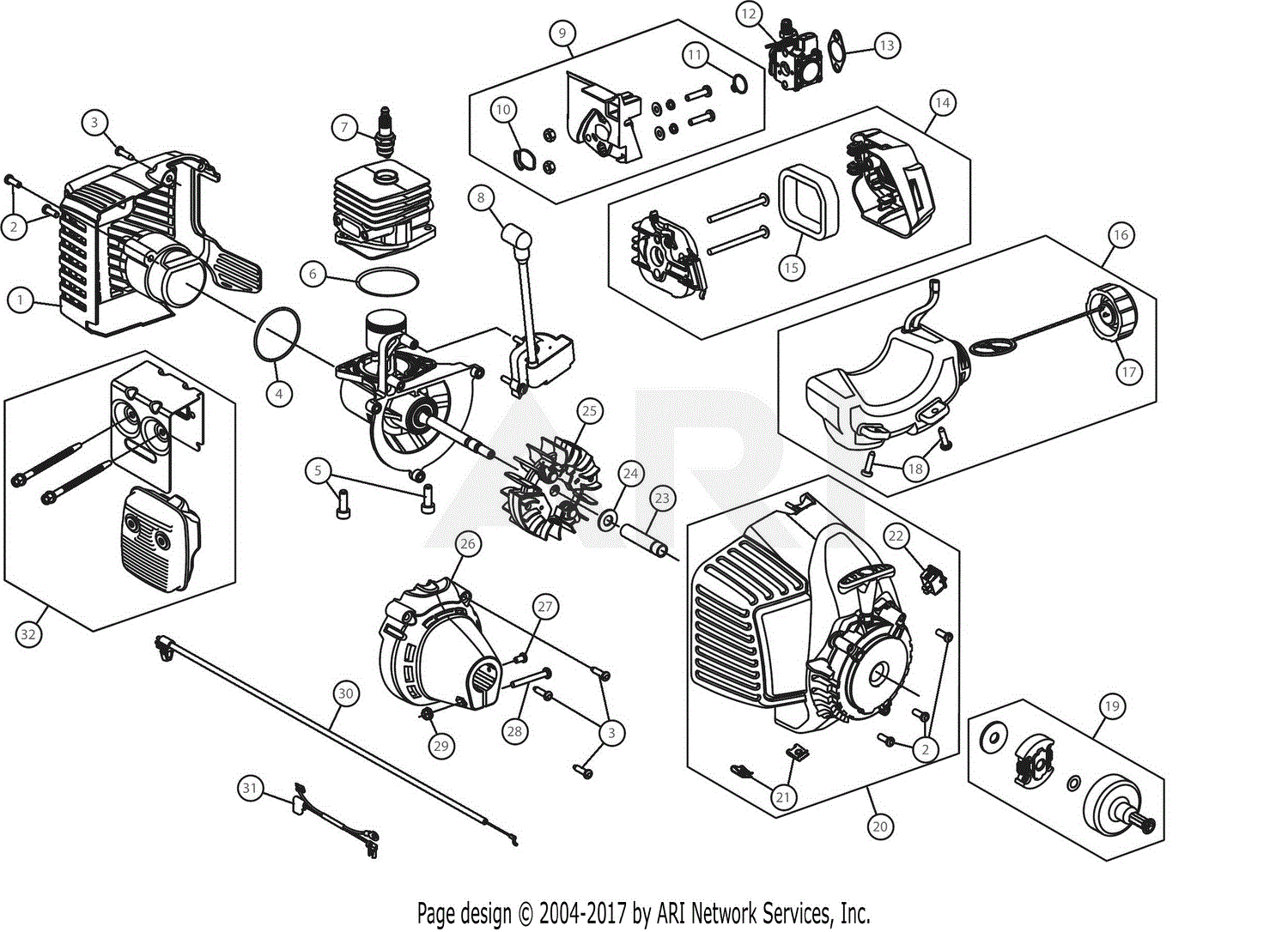 MTD BL160 41BD170G965 Parts Diagram for Engine Assembly