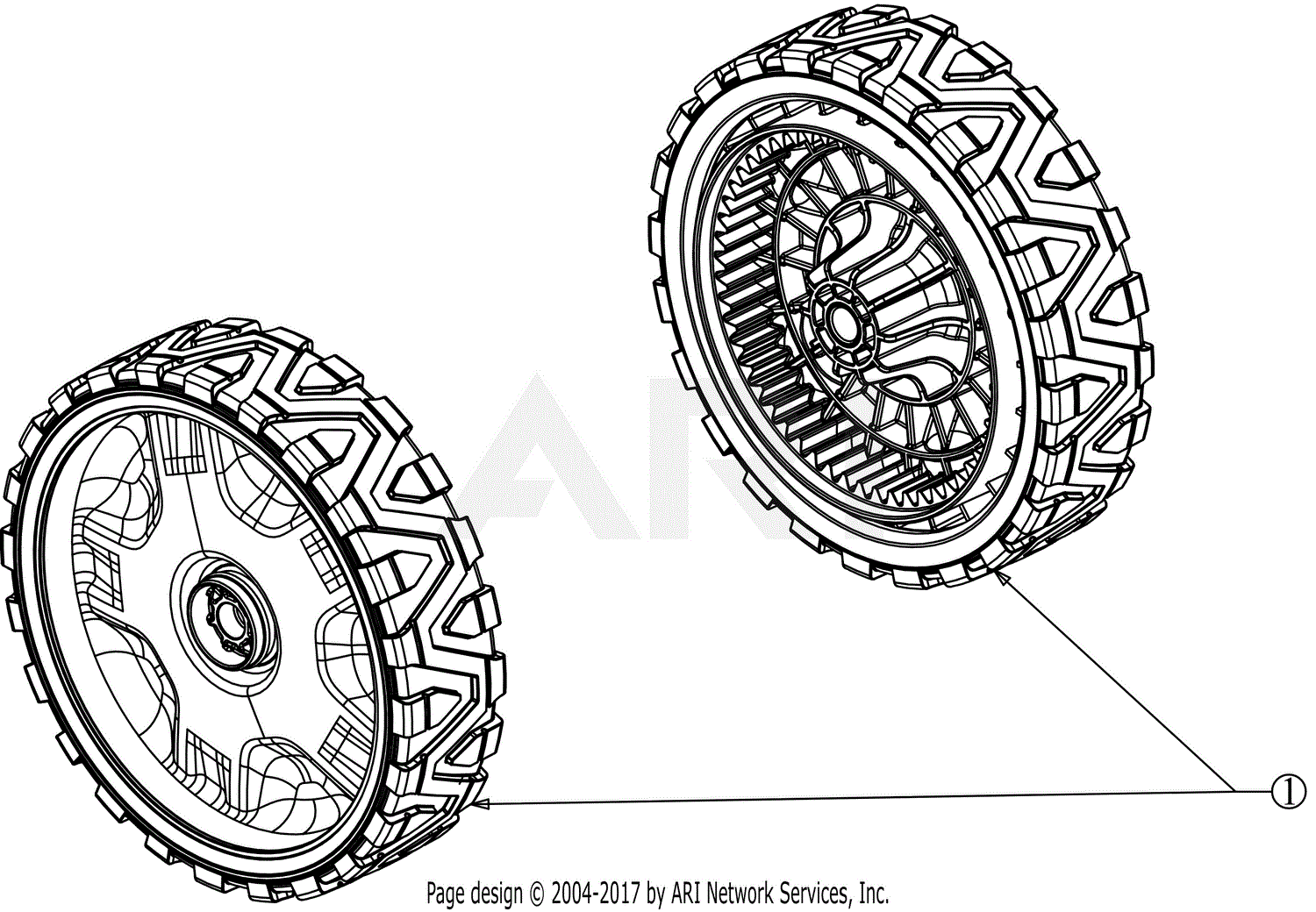 MTD 12AA0A9778 (2016) Parts Diagram for Front Wheels