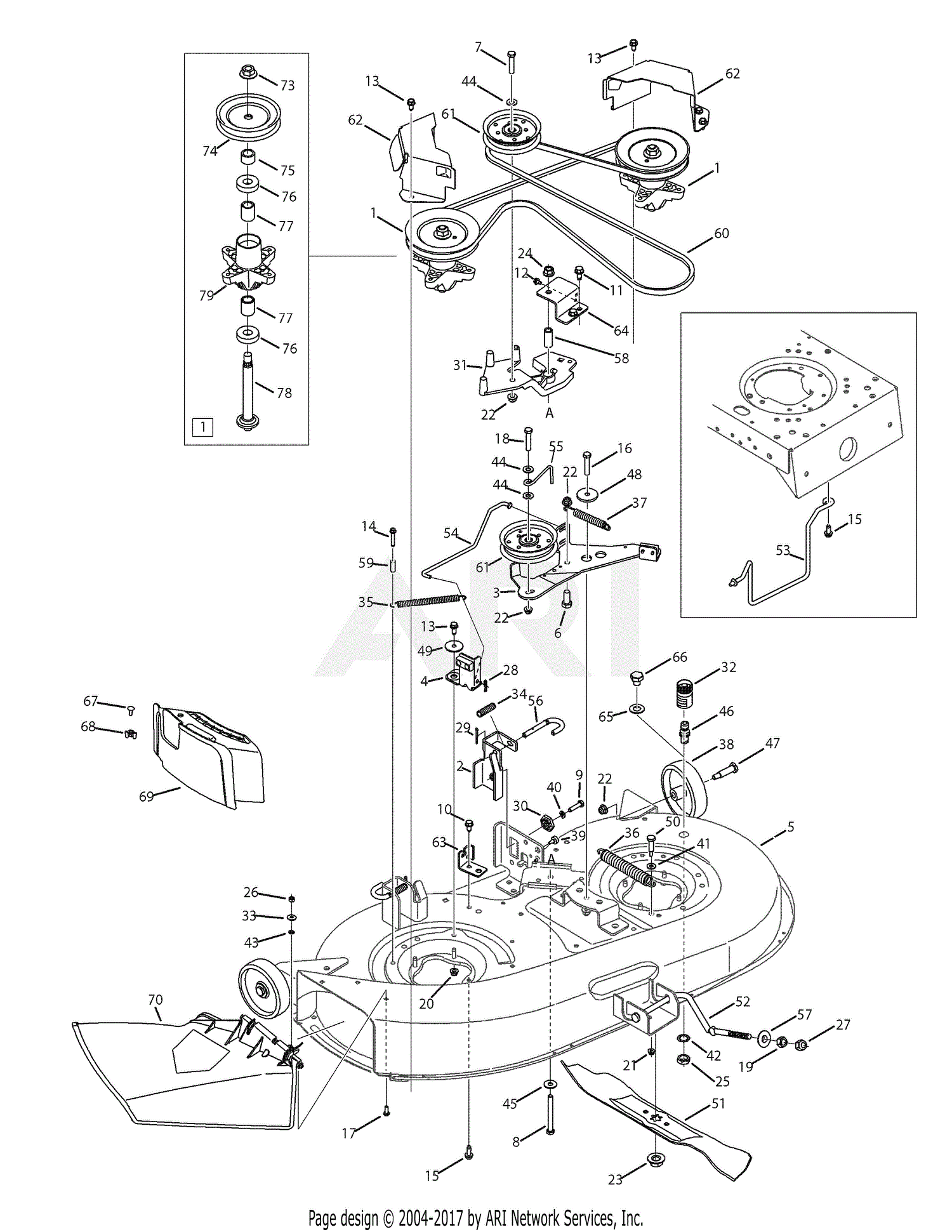 MTD 13AV606G597 (2008) Parts Diagram for Mowing Deck