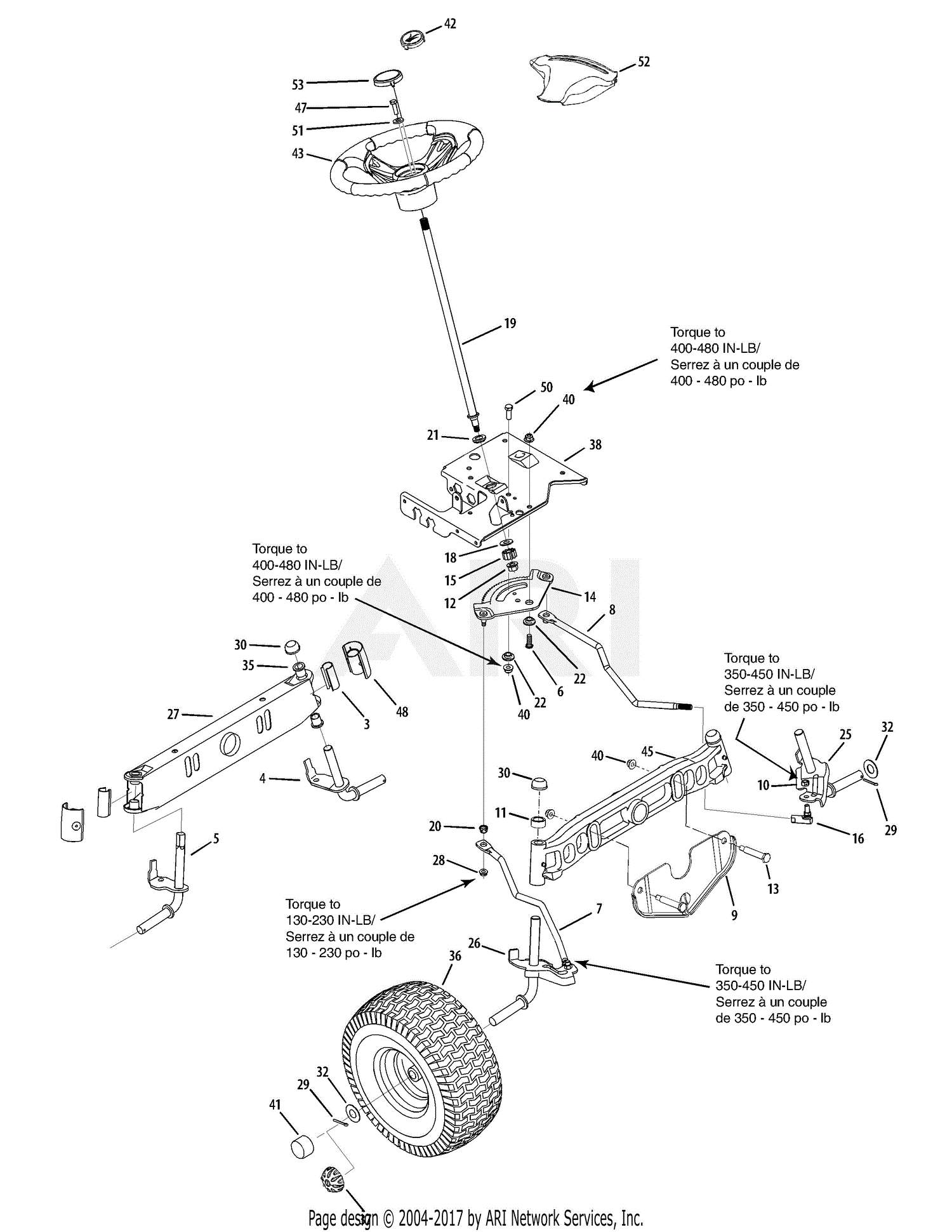 MTD 13AP61GG897 (2009) Parts Diagram for Steering Assembly