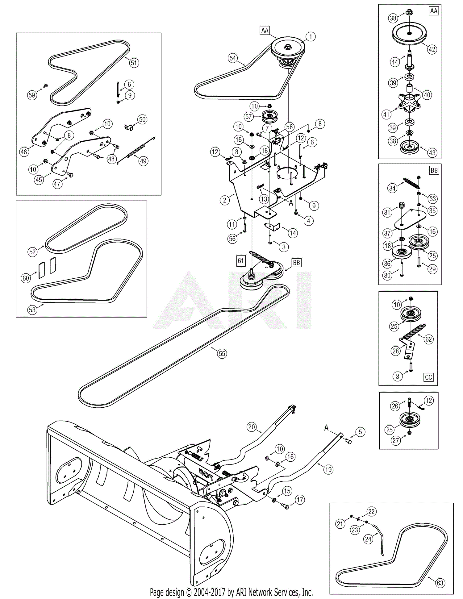 MTD 032 42 inch Snow Thrower (OEM190032) Parts Diagram for Drive