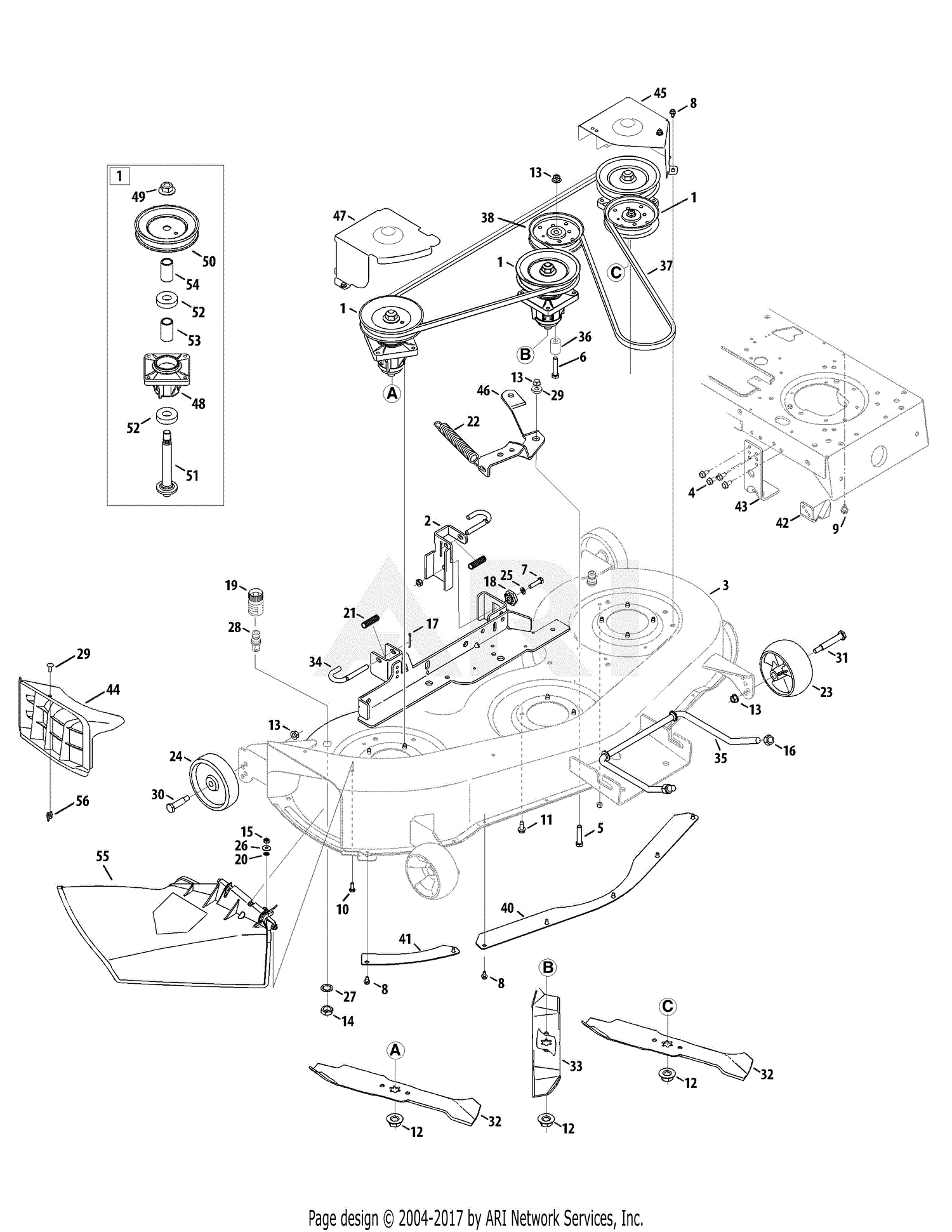 Mtd 14aq81gh897  2009  Parts Diagram For Mower Deck 46 Inch