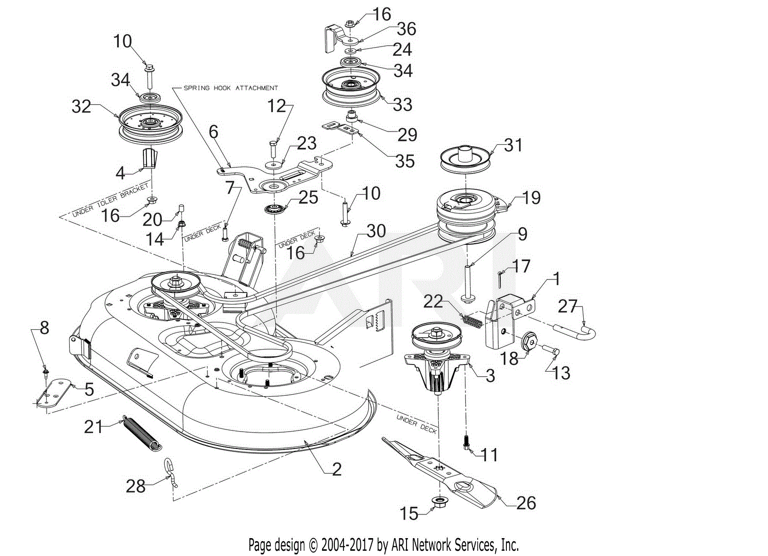 MTD N-RZT 34 17AQNAEU897 (2017) Parts Diagram for Deck