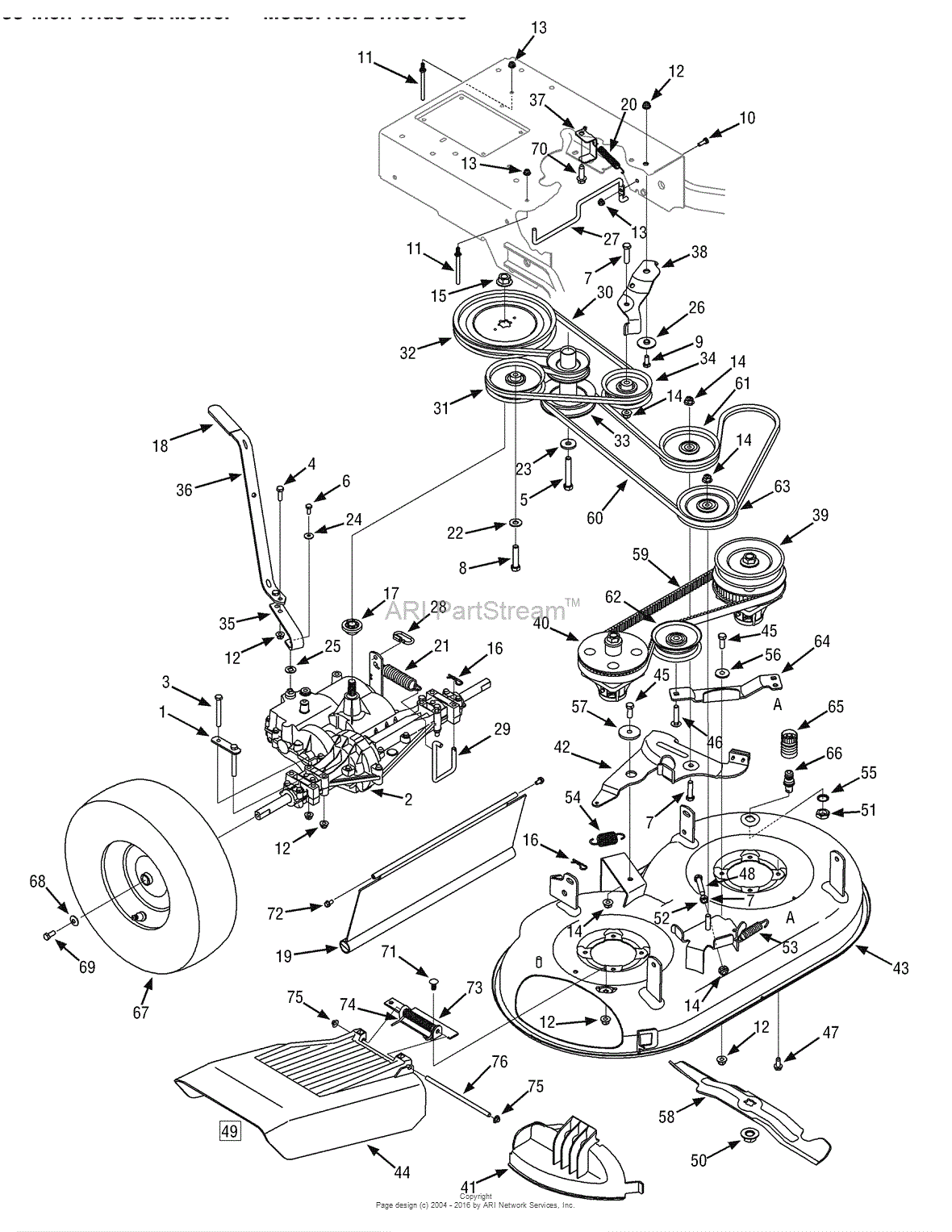 MTD 12A-764M099 (247.887330) (2009) Parts Diagram for Deck & Drive Assembly