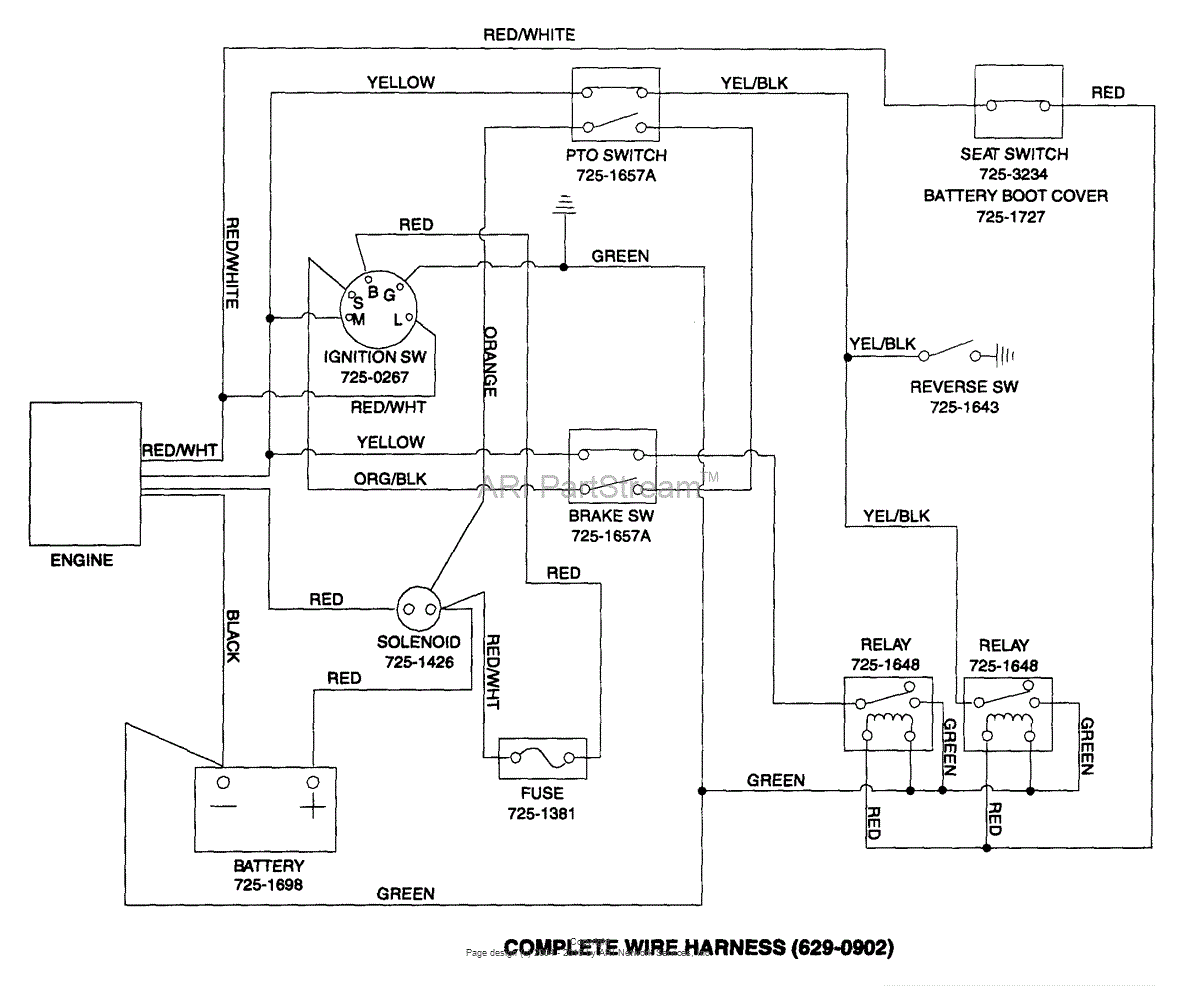 MTD 13A-325-099 (247.270170) (1999) Parts Diagram for Wire Diagram