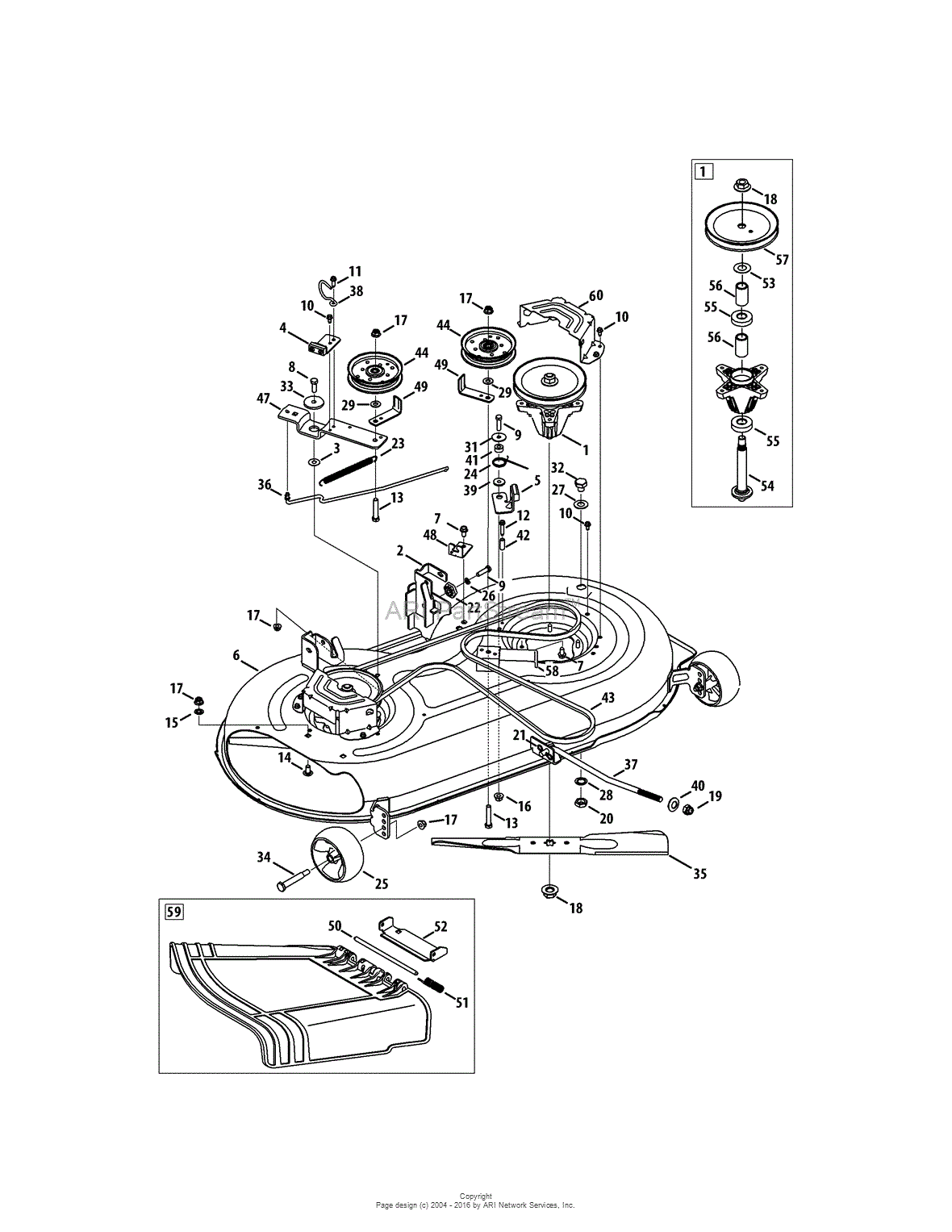 MTD 13AJ78SS099 (247.288841) (LT2000) (2011) Parts Diagram for Mower Deck