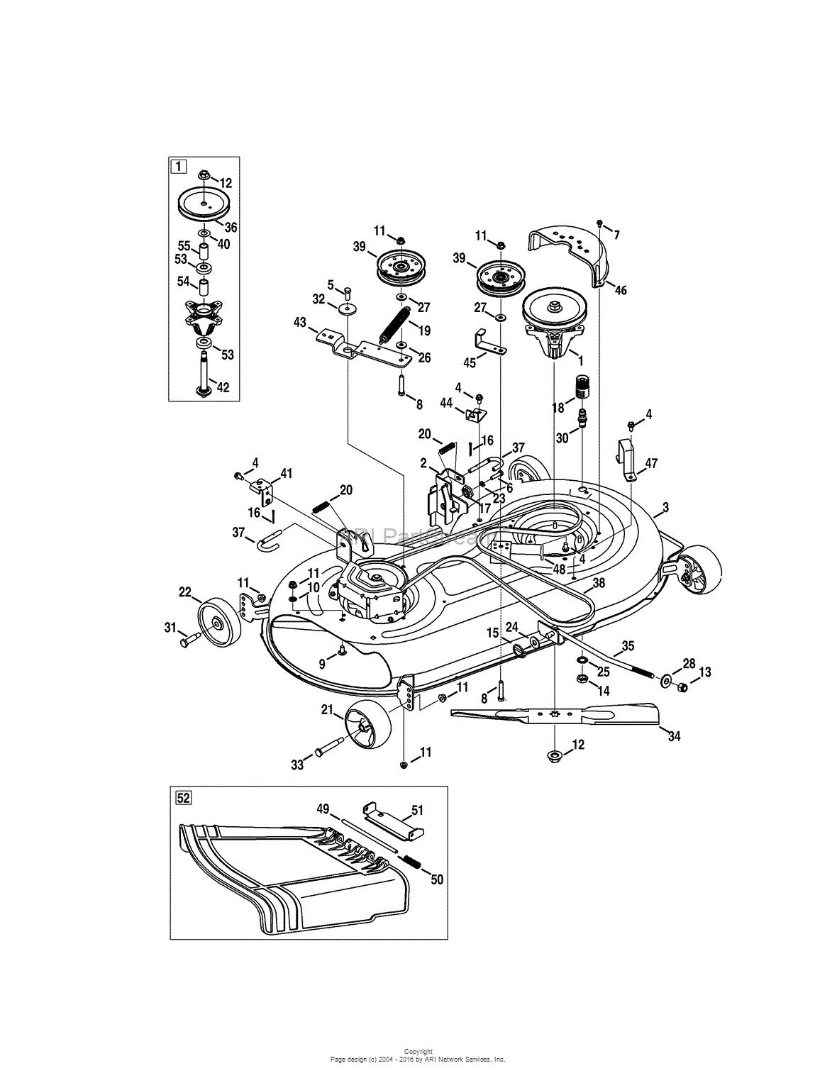 MTD 13AR91PT299 (247.288800) (2011) Parts Diagram for Mower Deck 46-Inch