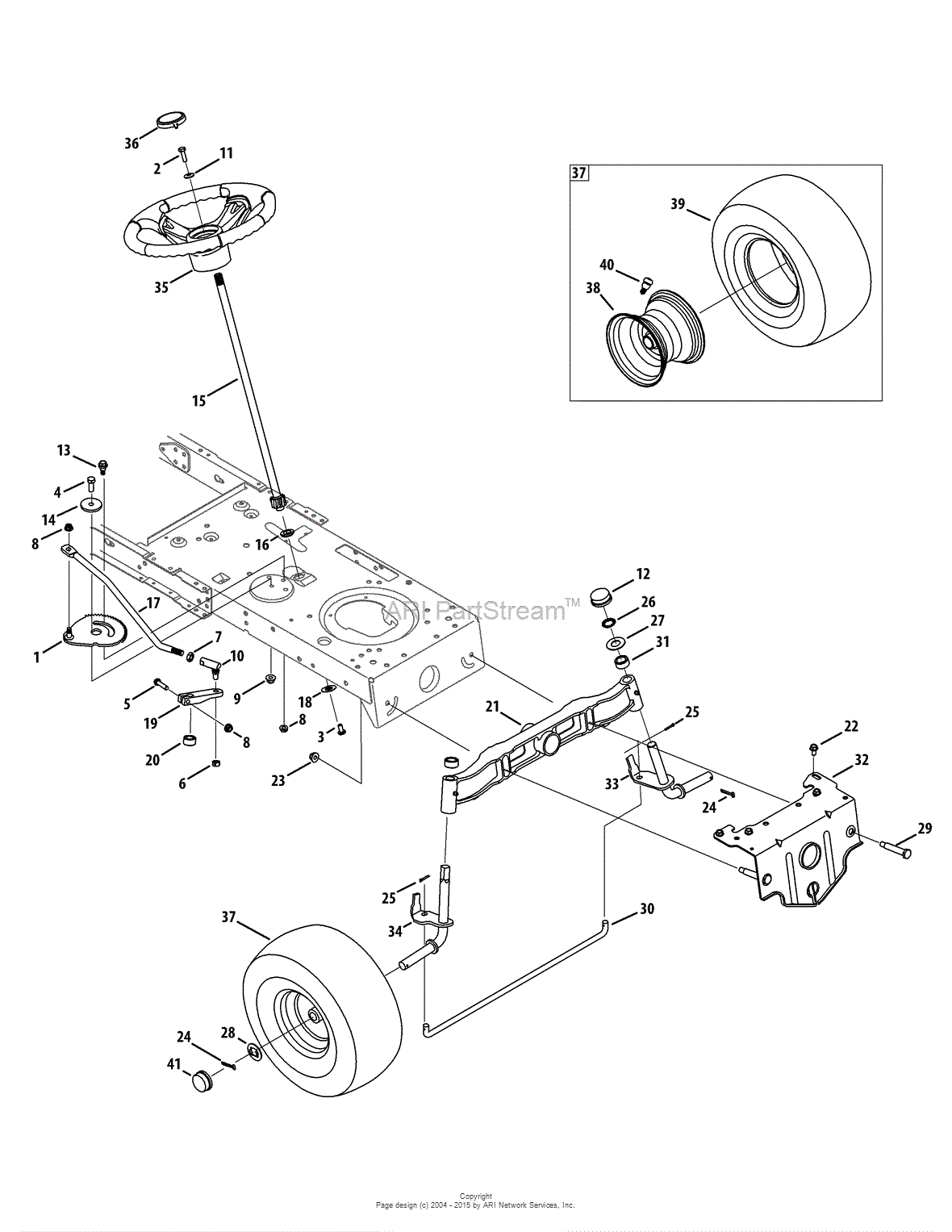 MTD 13AL78ST099 (247.288852) (2012) Parts Diagram for Steering & Front Axle